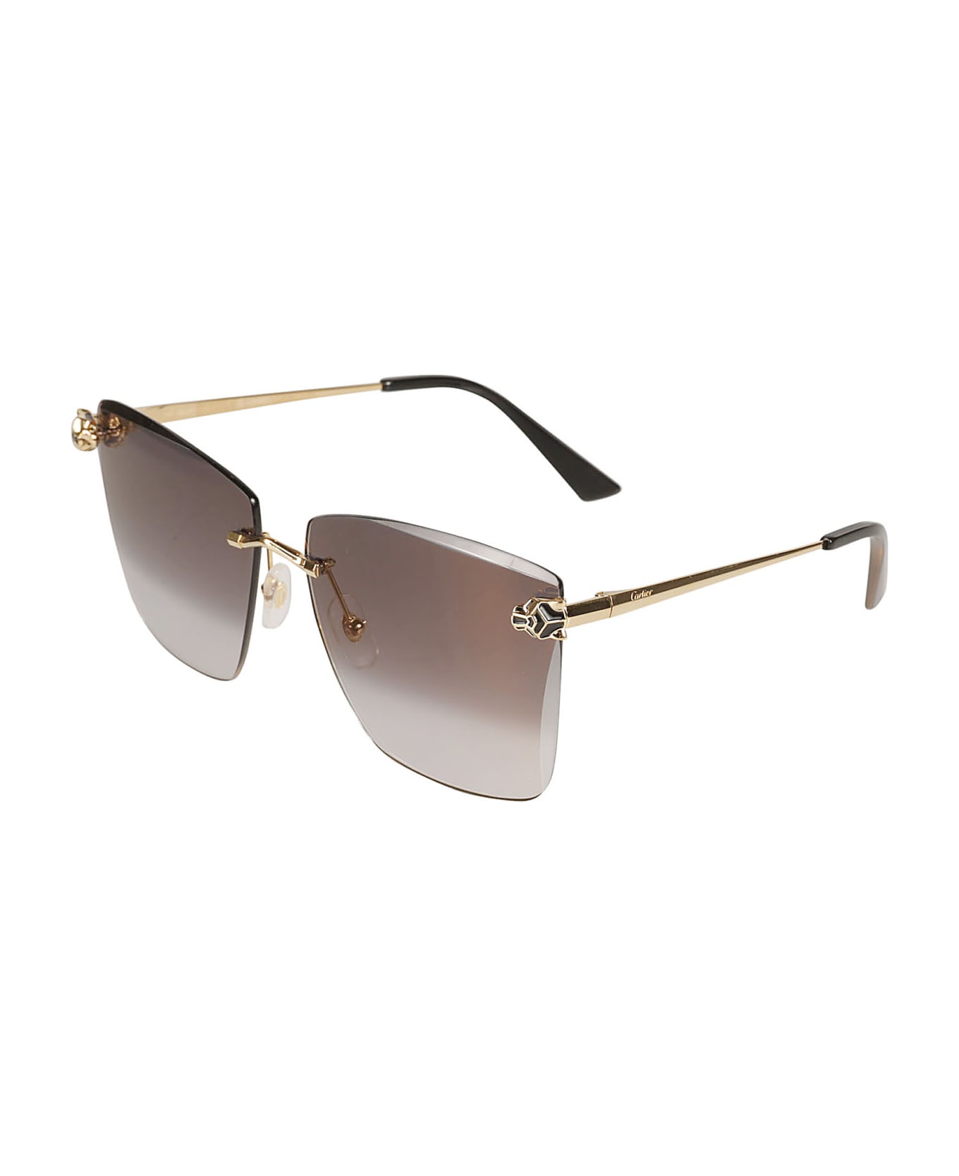 Cartier Eyewear Square Rimless Sunglasses - Gold/Grey
