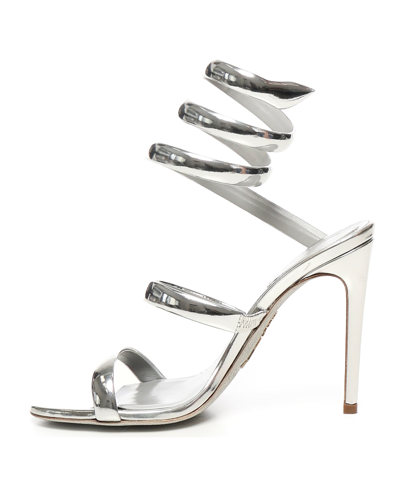René Caovilla Mirrored Leather Sandals - Silver