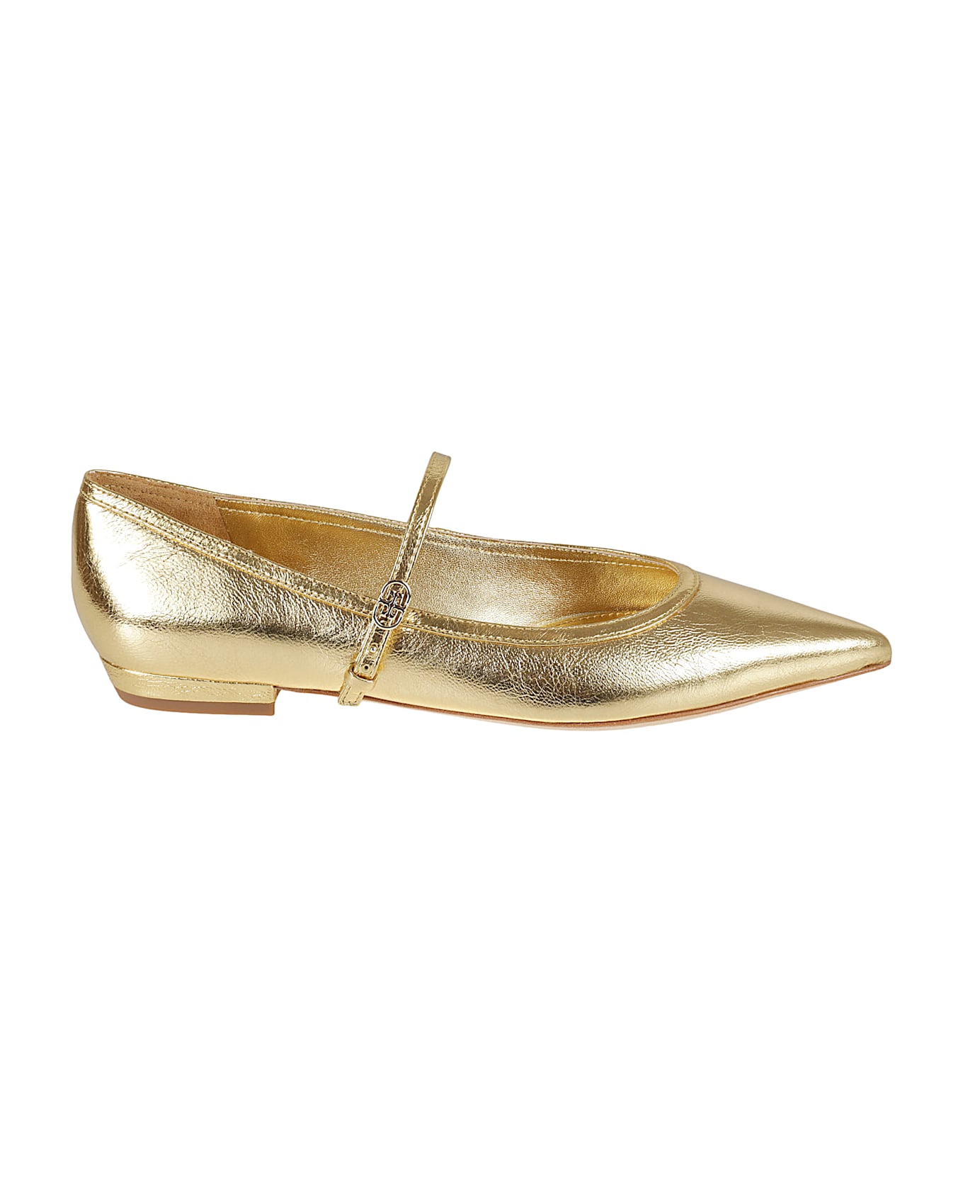 Tory Burch Double T Buckel Mary Jane Ballerinas - Gold Rush