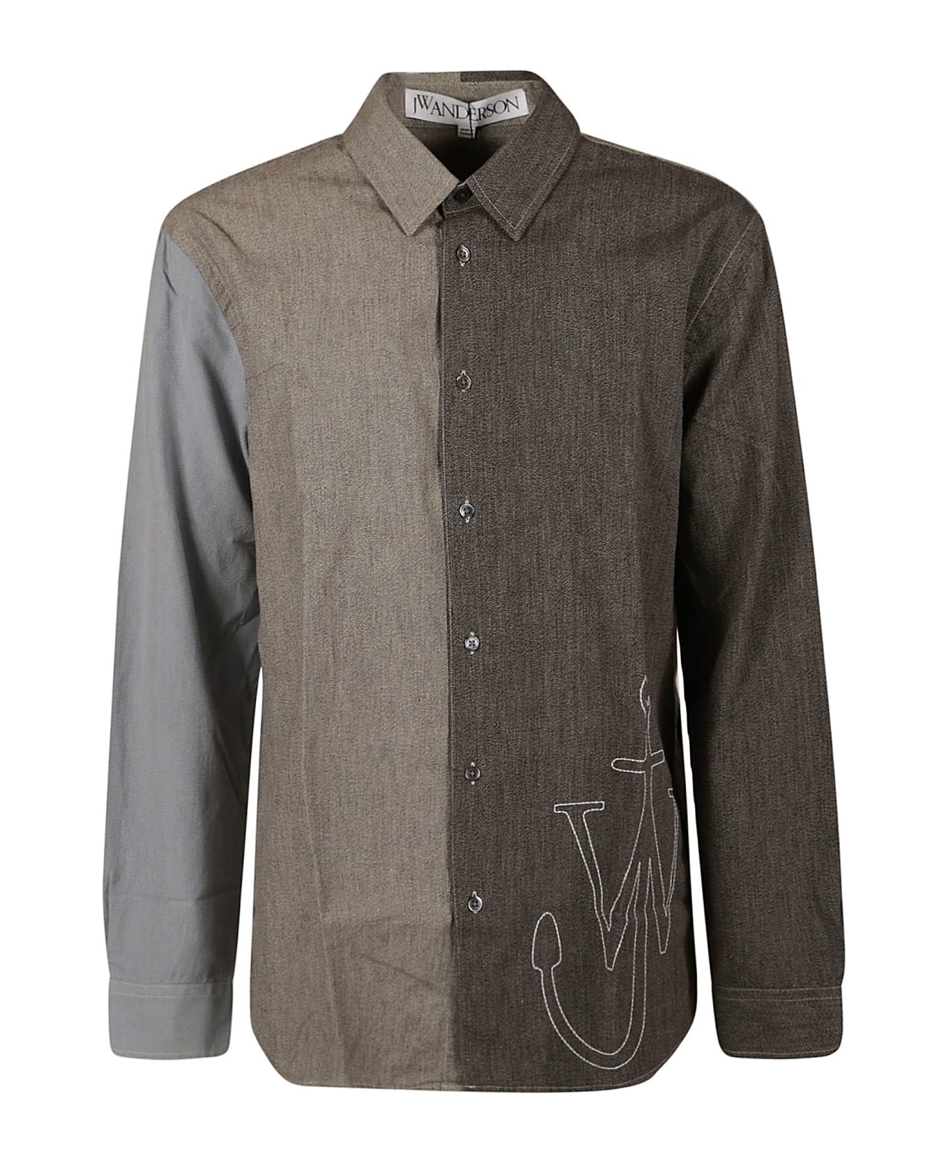 J.W. Anderson Anchor Classic Fit Patchwork Shirt - Grey/Multicolor