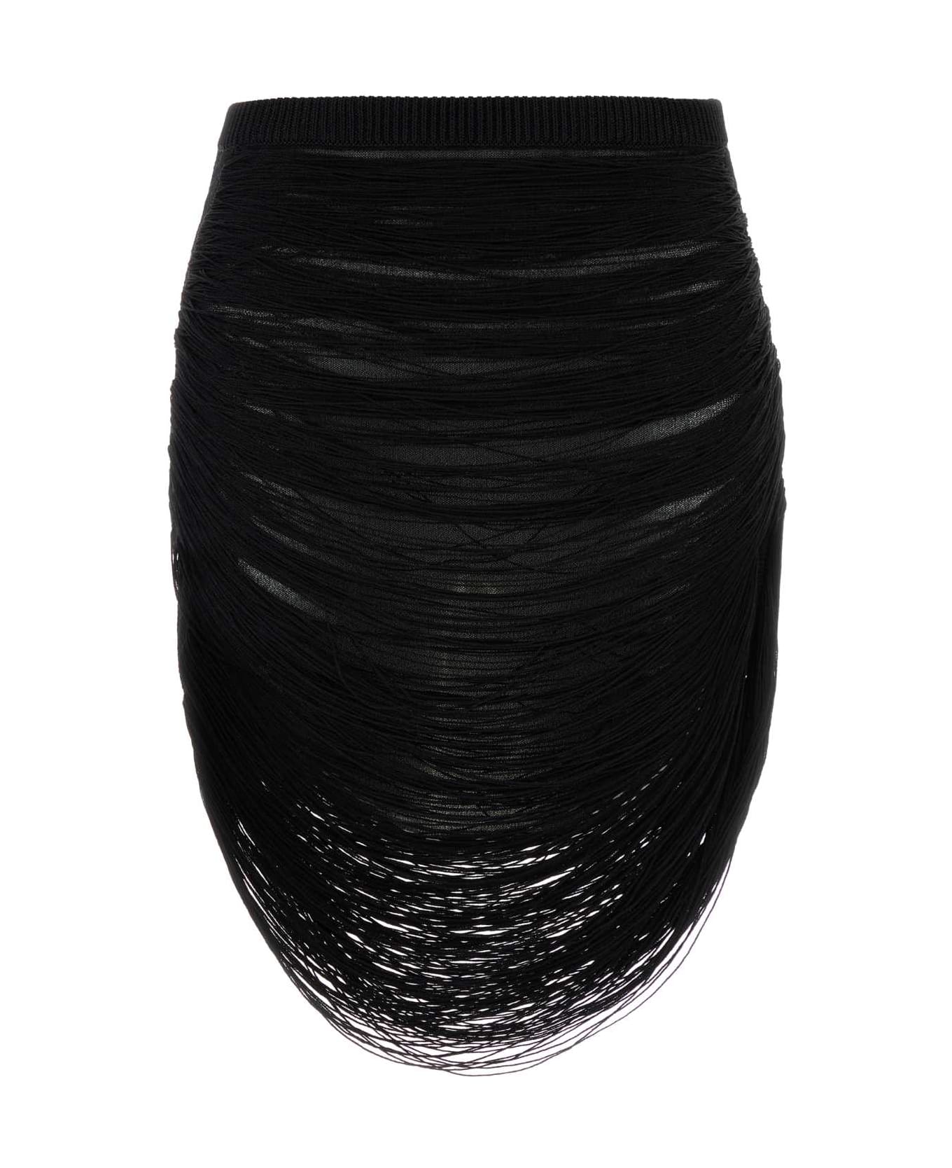 The Attico Black Viscose Blend Miniskirt - Black