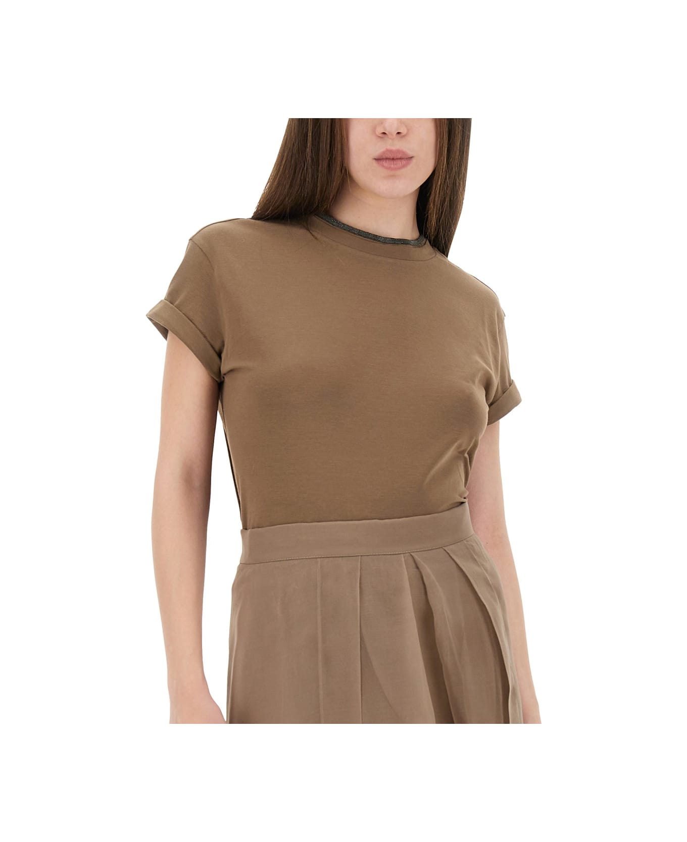 Brunello Cucinelli Cotton Jersey T-shirt - BROWN