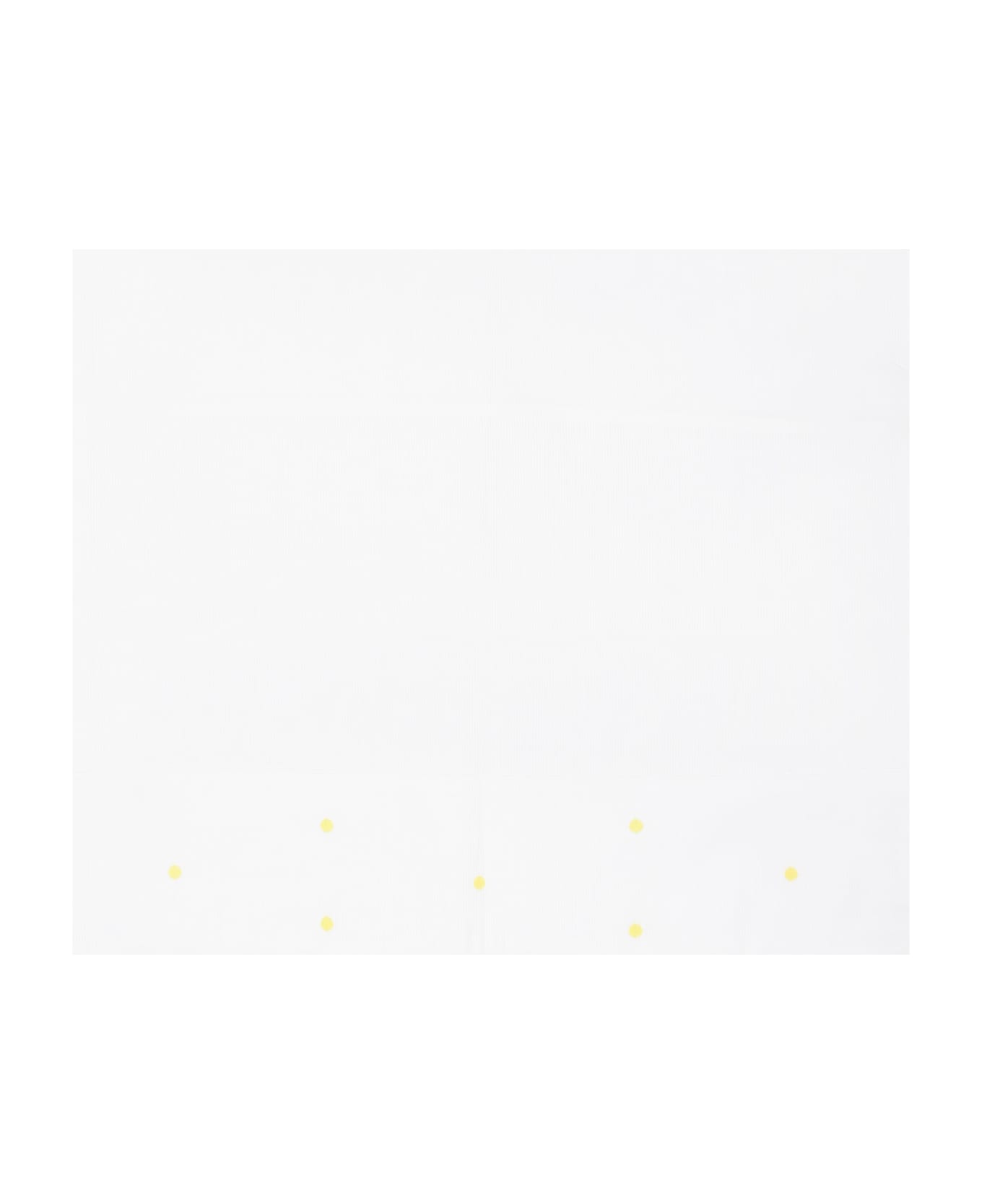 Little Bear White Sheet For Baby Kids With Yellow Polka Dots - White
