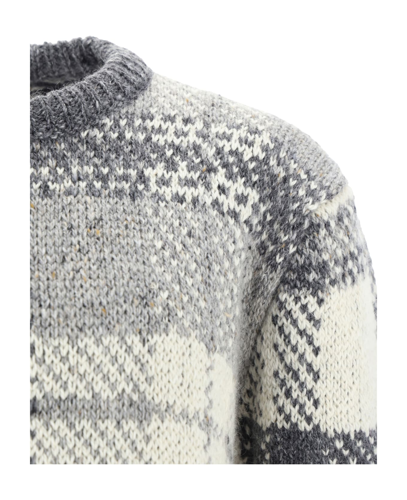 Thom Browne Tartan Printed Ribbed Pullover - Tonal grey