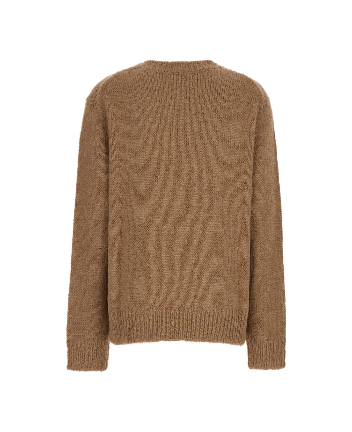 Jil Sander Oversized Beige Sweater With Ribbed Trim In Wool Woman - Beige