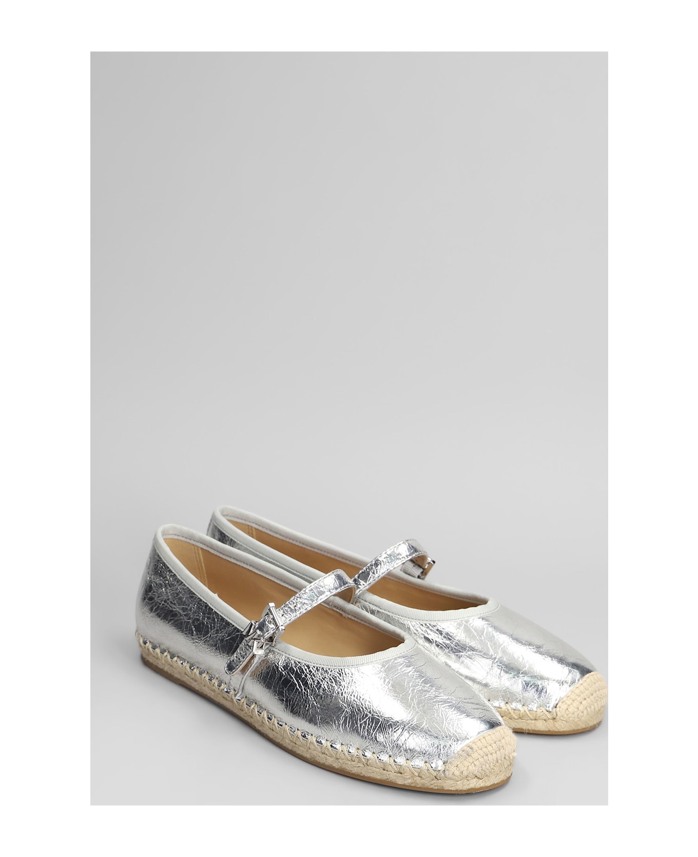 Michael Kors Lynn Espadrilles In Silver Leather - silver