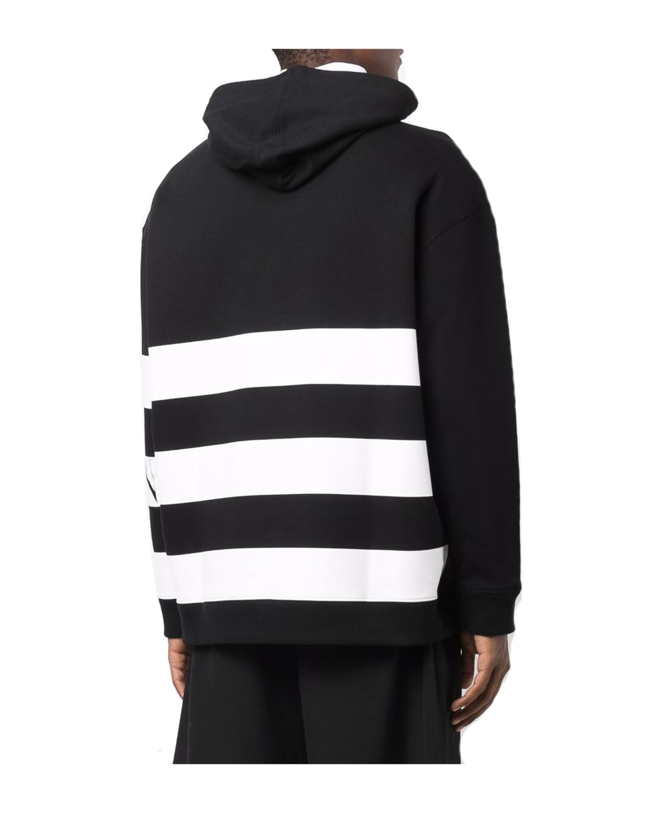 Valentino Striped Logo Hooded Sweatshirt - Black フリース