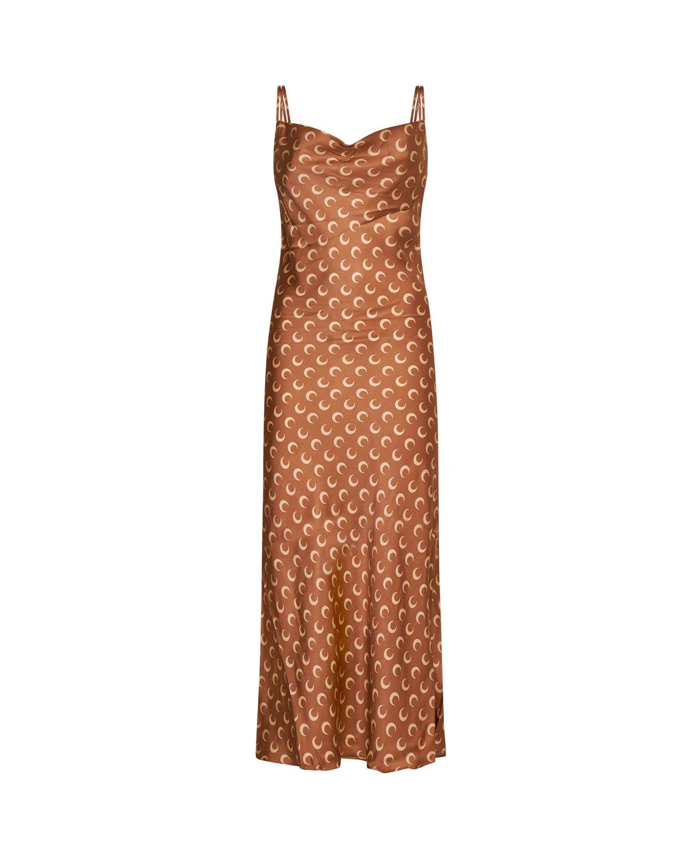 Marine Serre Moon Print Long Slip Dress - Brown