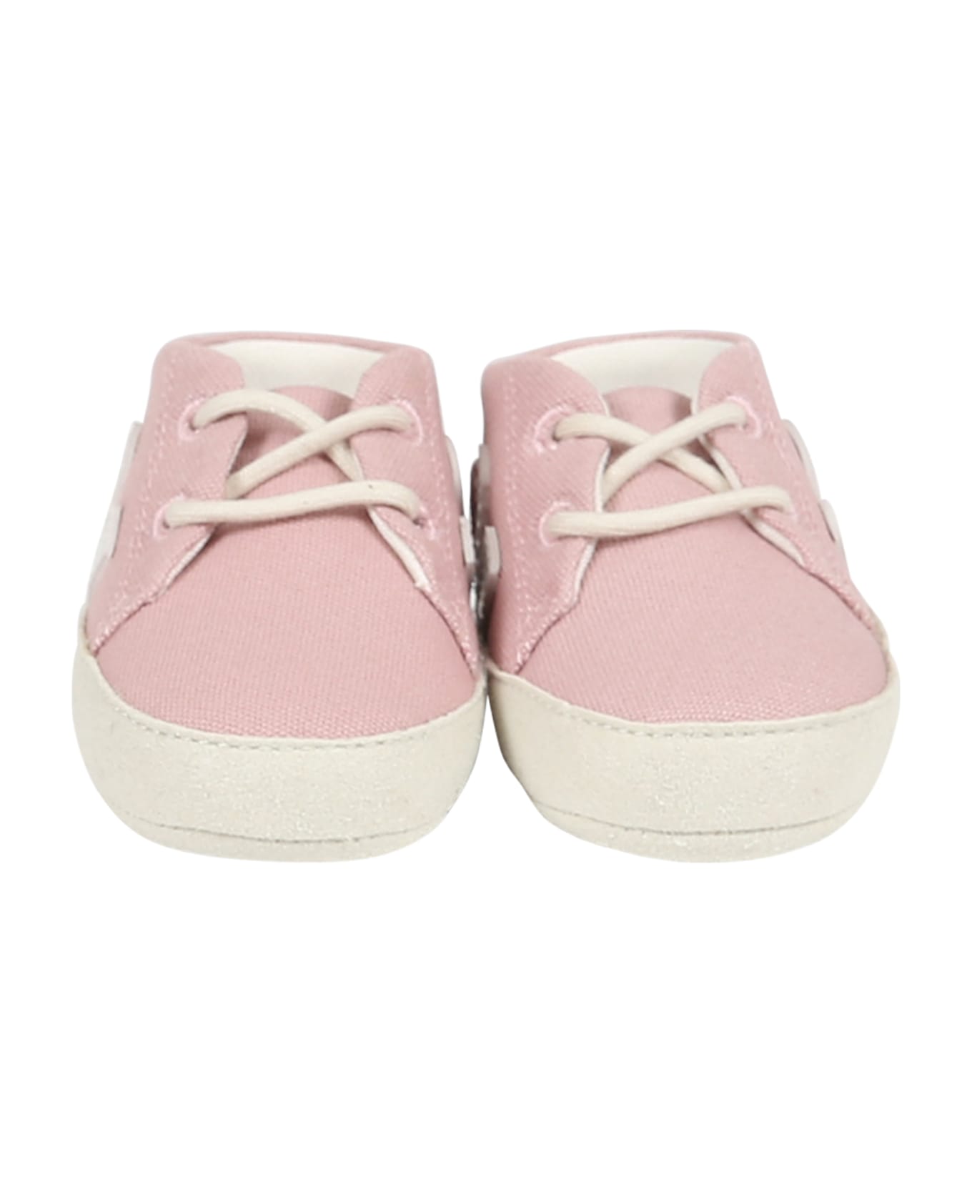 Veja Pink Sneakers For Baby Girl With White Logo - Pink