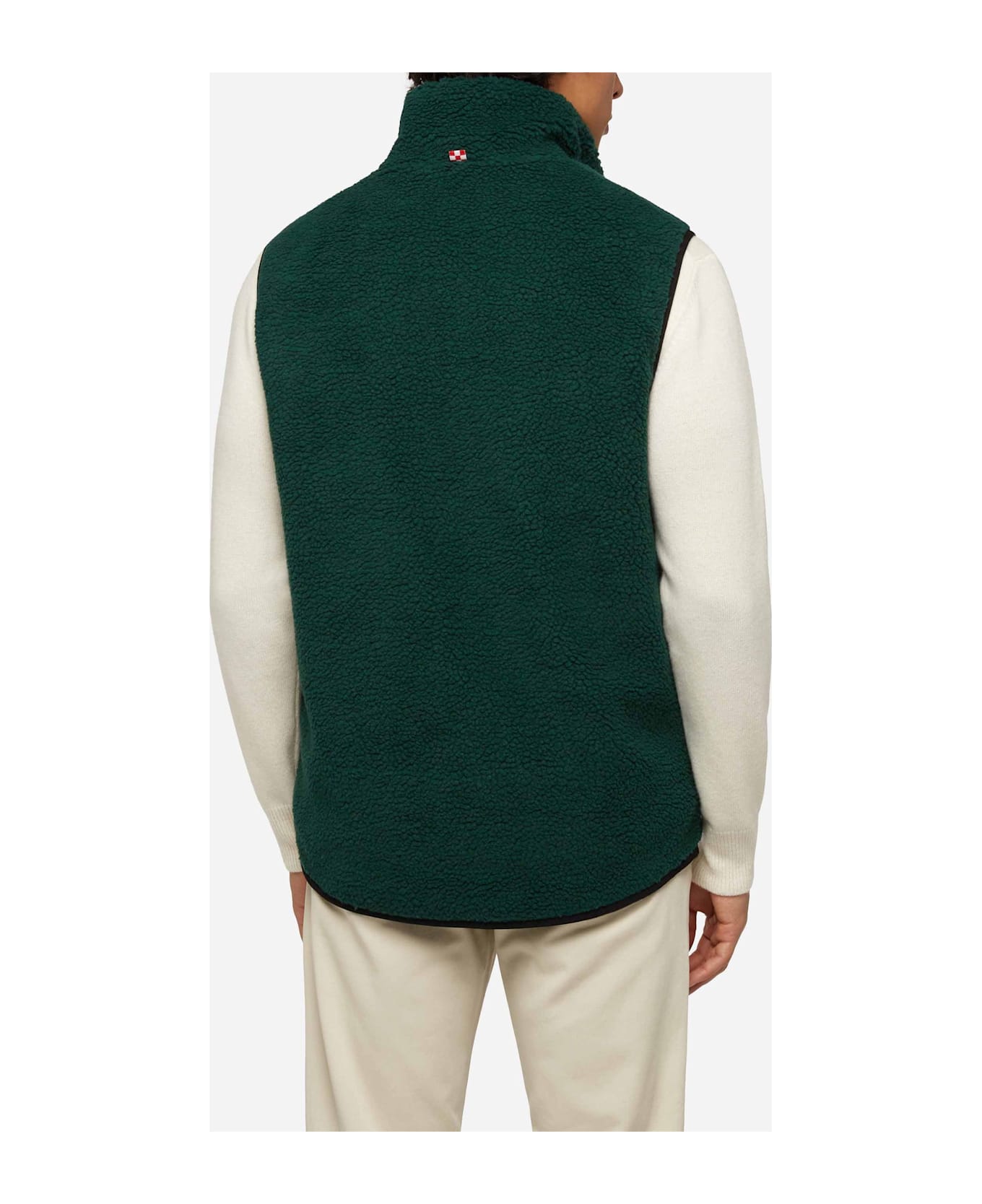 MC2 Saint Barth Man Teddy Vest Wanaka With Pied De Poul Print - GREEN
