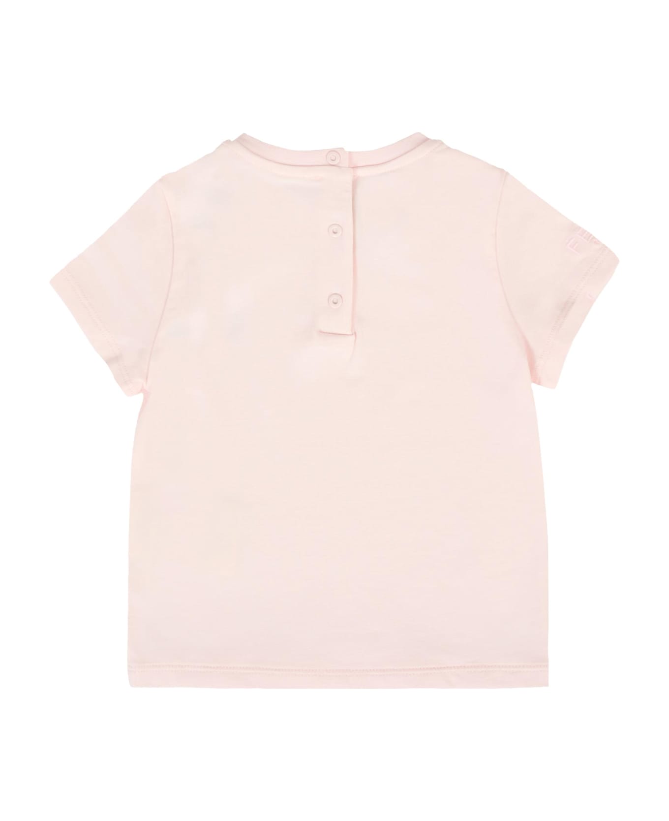 Fendi Pink T-hirt For Baby Girl With Teddy Bear - Pink