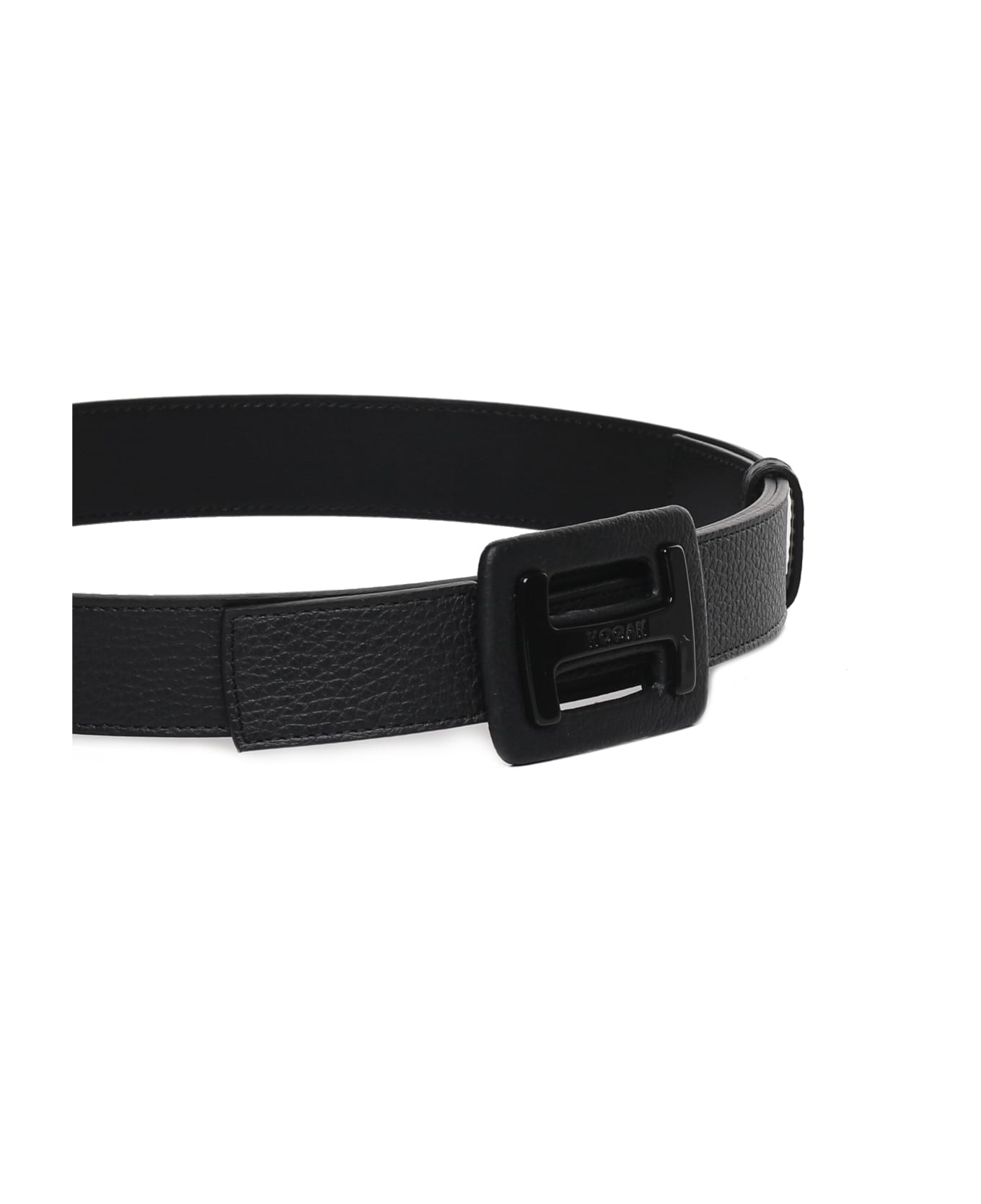 Hogan Leather Belt With Rectangular Buckle - Black