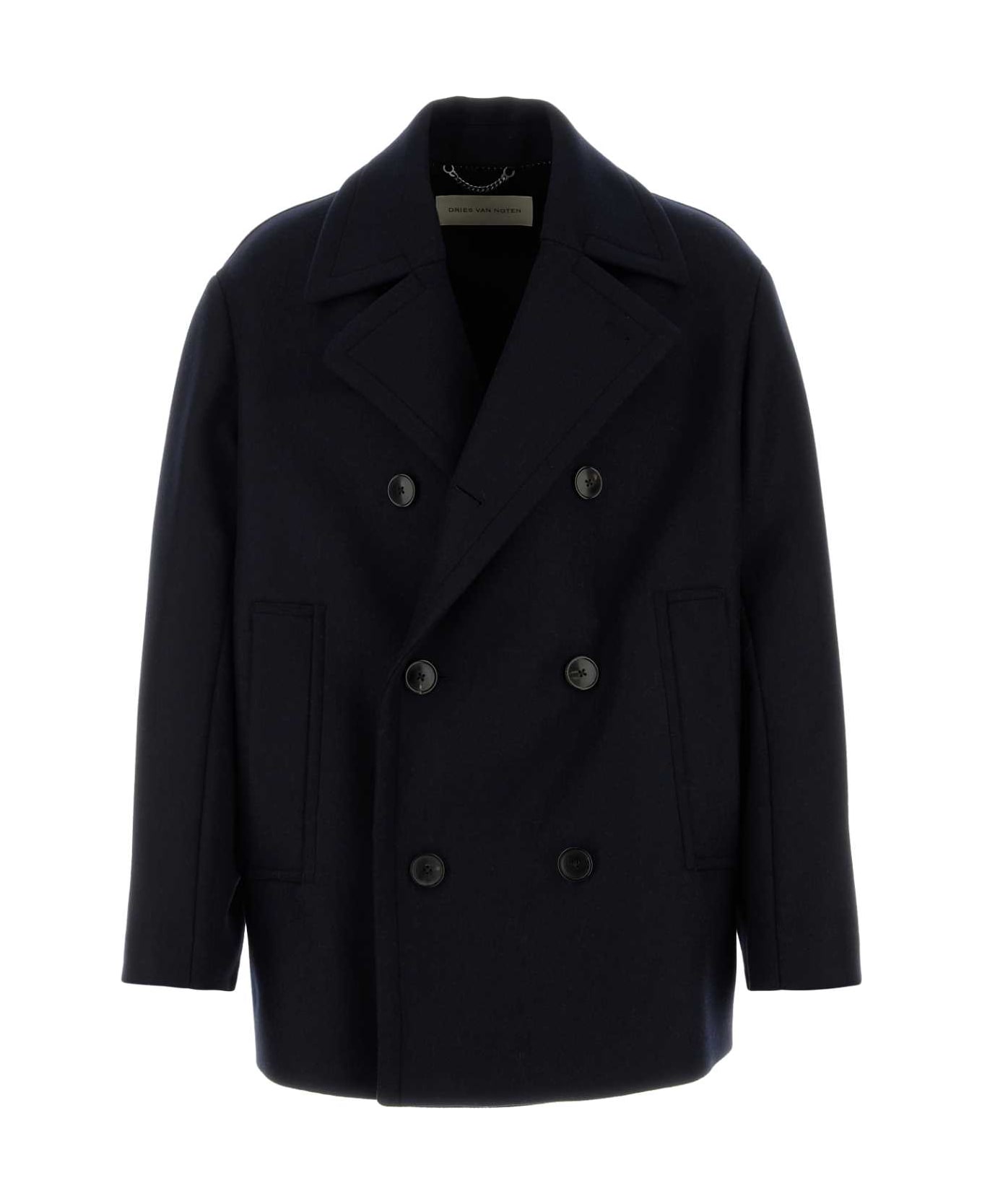 Dries Van Noten Midnight Blue Wool Blend Razel Coat - NAVY