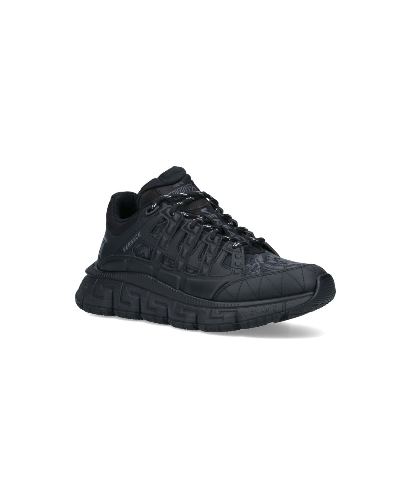 Versace Black Fabric Blend Sneakers - Black