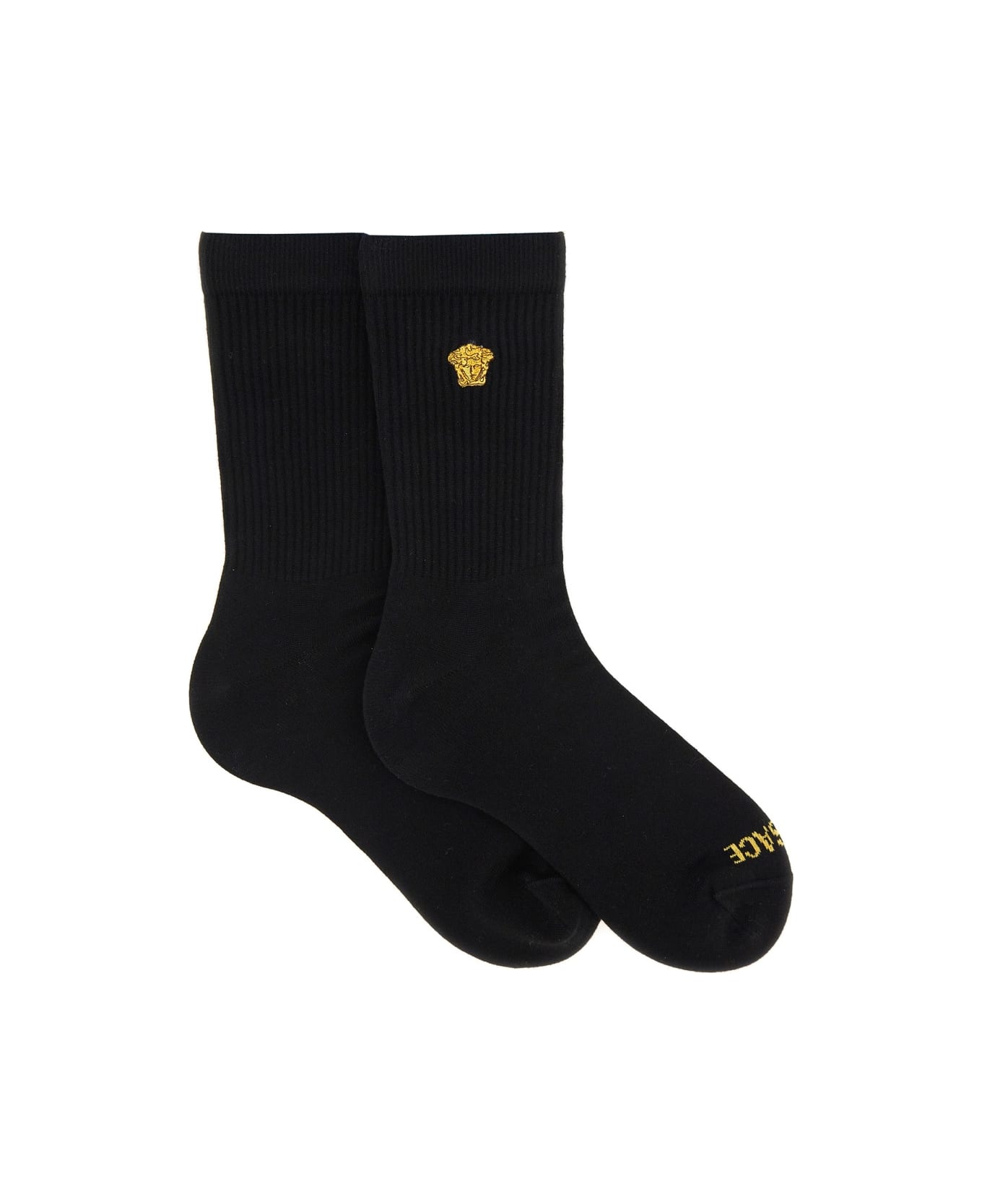 Versace Socks With Logo - BLACK