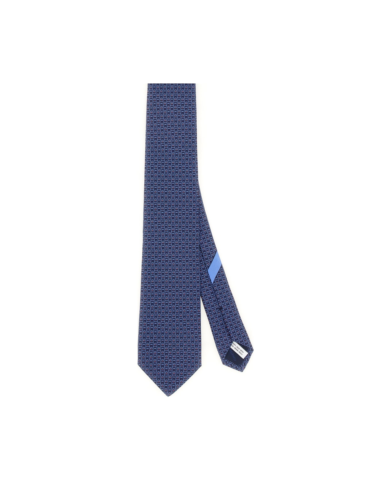 Ferragamo Cravatta Con Stampa Logo - BLUE
