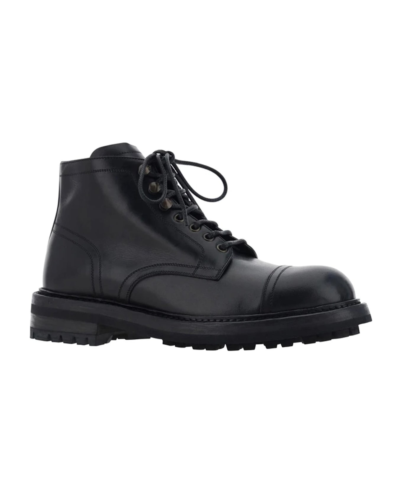 Dolce & Gabbana Lace-up Leather Boots - Black