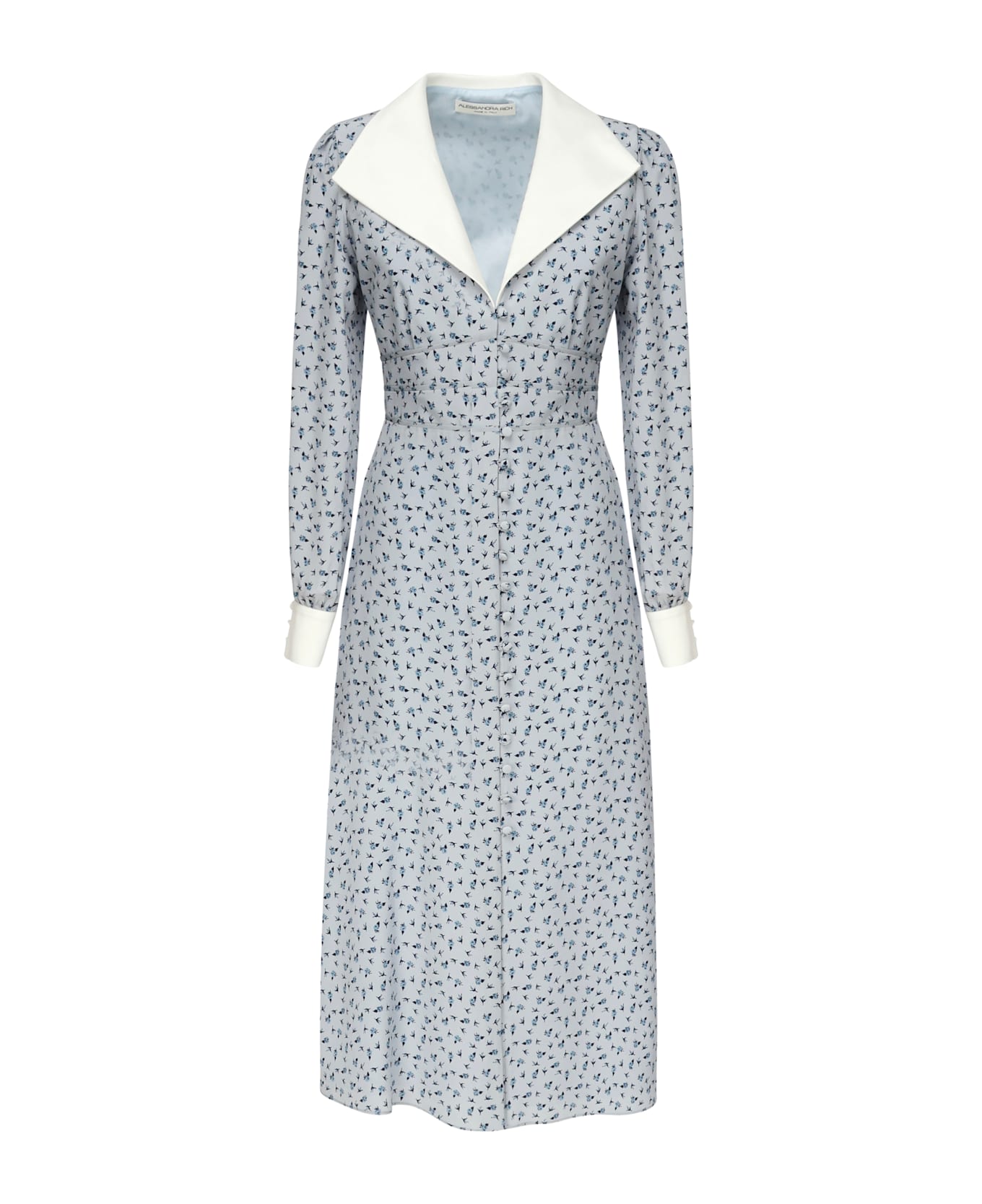 Alessandra Rich Printed Dress With Roses - Pale BLUE