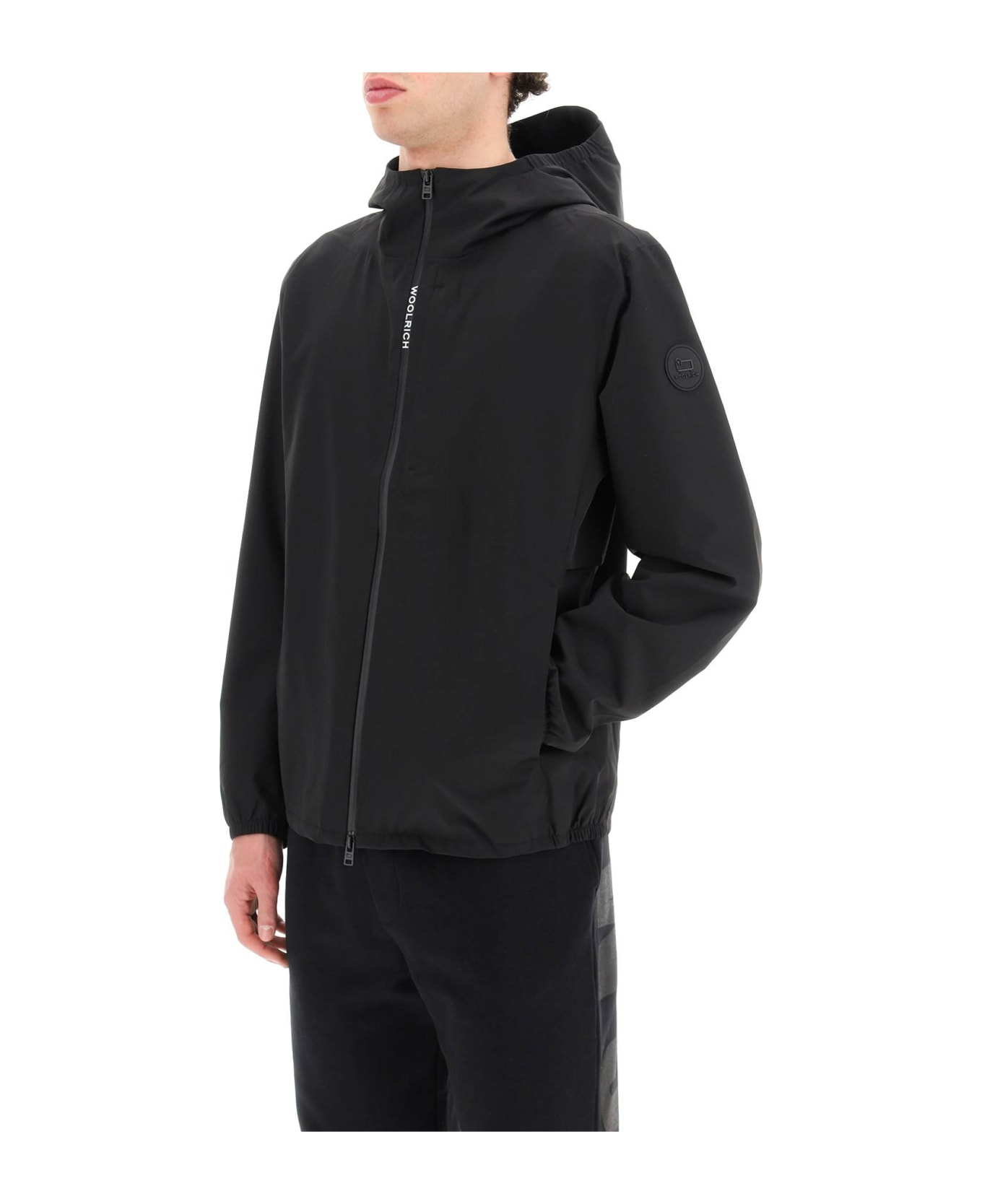 Woolrich Technical Fabric Hooded Jacket - black ジャケット