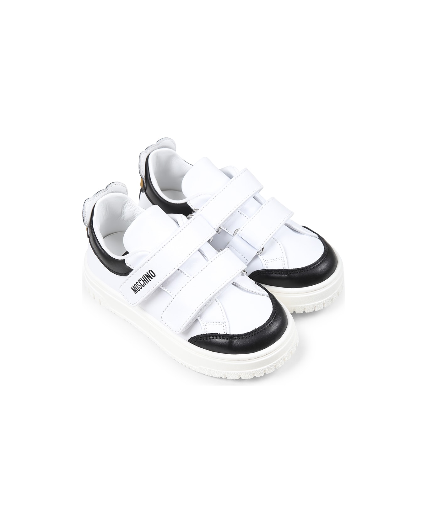 Moschino White Sneakers For Babykids And Kids - White