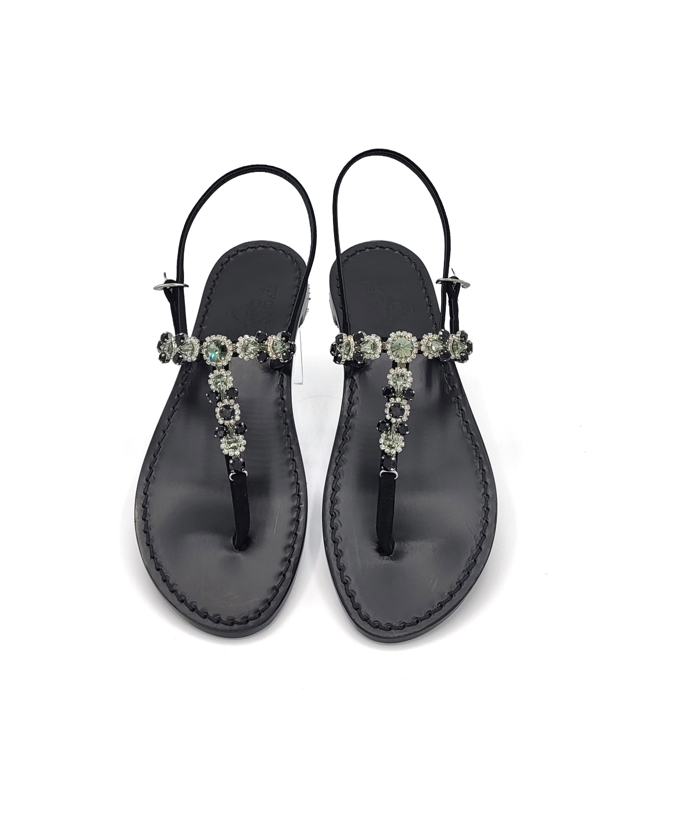 Dea Sandals Queen Black Jewel Sandals - black, gray, crystal