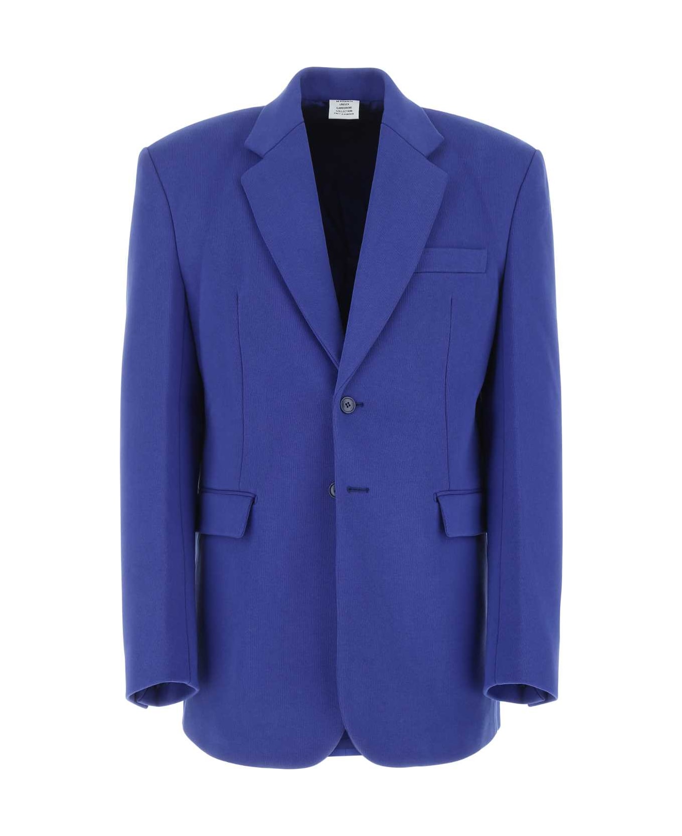VETEMENTS Blue Cotton Blend Oversize Blazer - ROYALBLUE