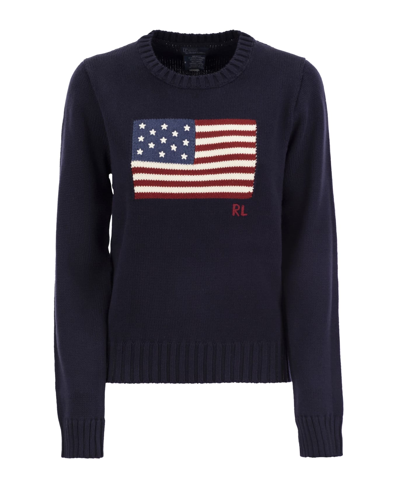 Polo Ralph Lauren Navy Blue, Red And White Cotton Jumper - Navy Blue