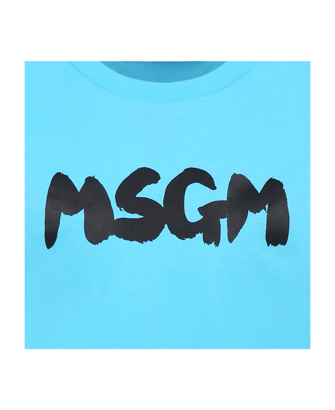 MSGM Light Blue T-shirt For Kids With Logo - Light Blue