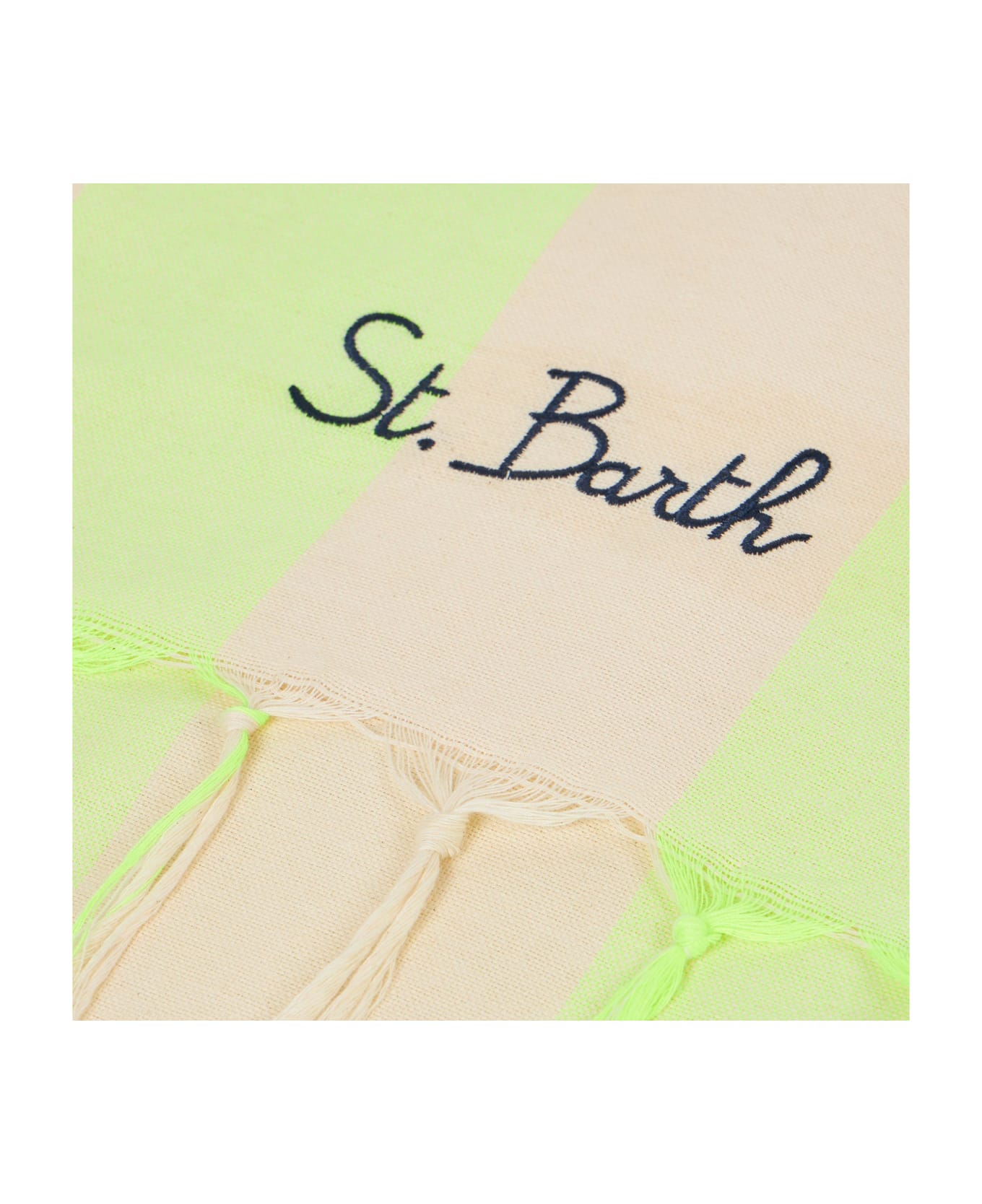 MC2 Saint Barth Lightweight Cotton Fouta With White And Fluo Yellow Stripes - YELLOW ビーチタオル