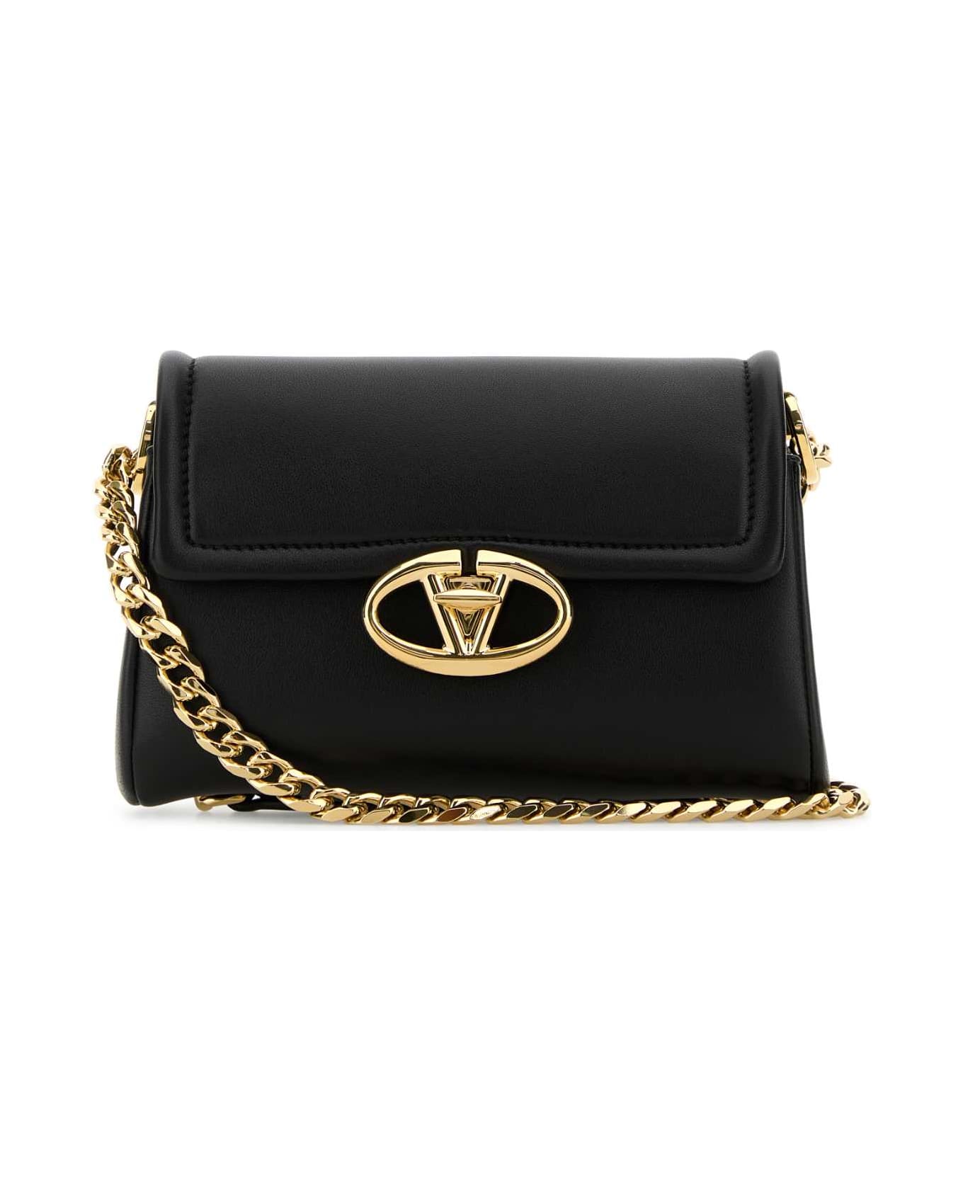 Valentino Garavani Black Leather Vlogo Shoulder Bag - NERO