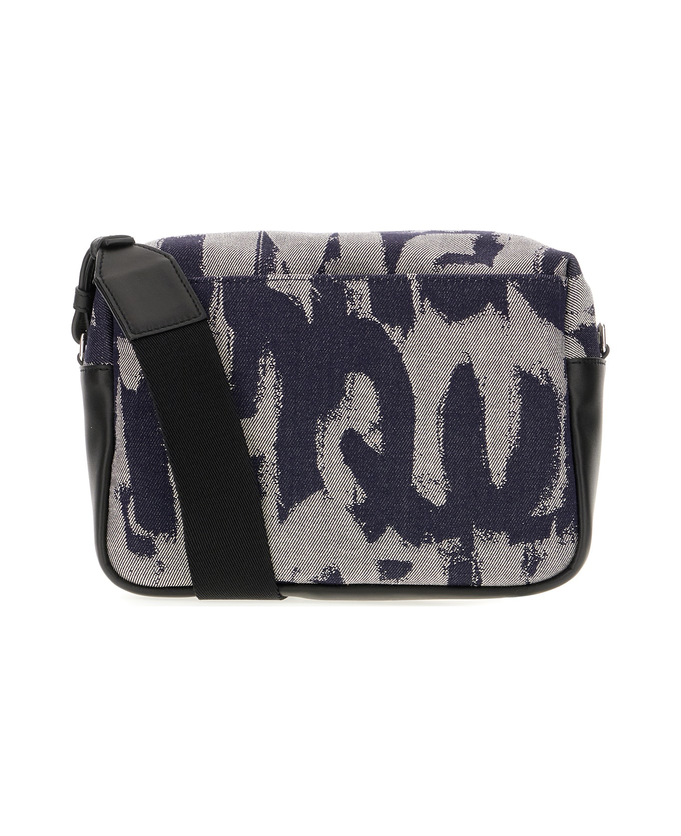 Alexander McQueen Printed Denim Crossbody Bag - DK BLUE IVORY BLACK