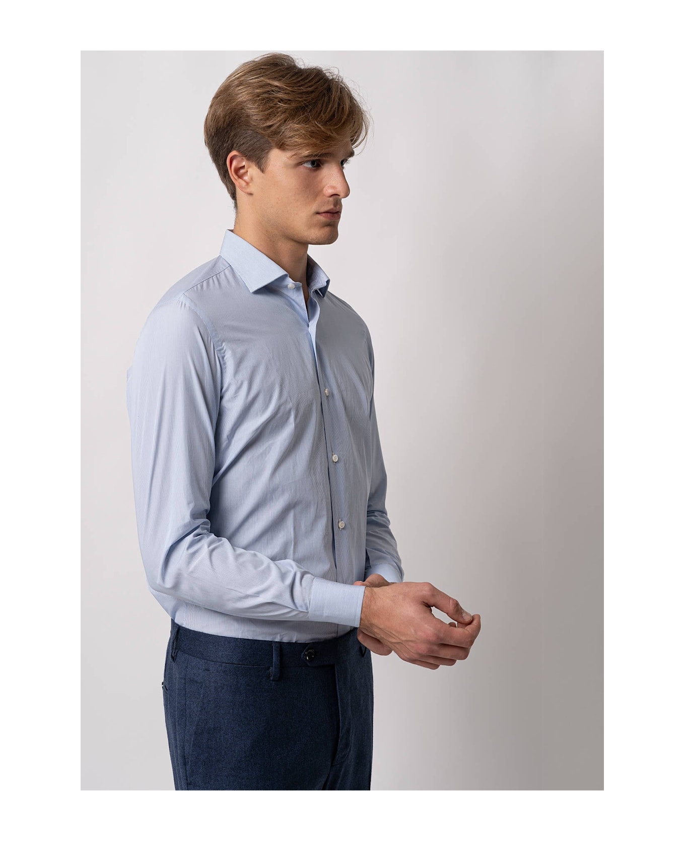 Larusmiani Tailored Cotton Shirt Mayfair Shirt - SkyBlue