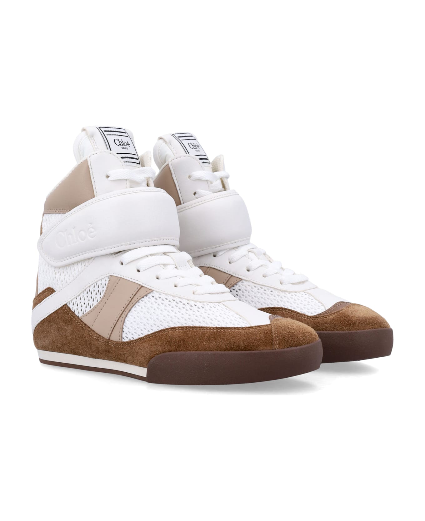 Chloé Kick High-top Woman
s Sneaker - NATURAL BROWN