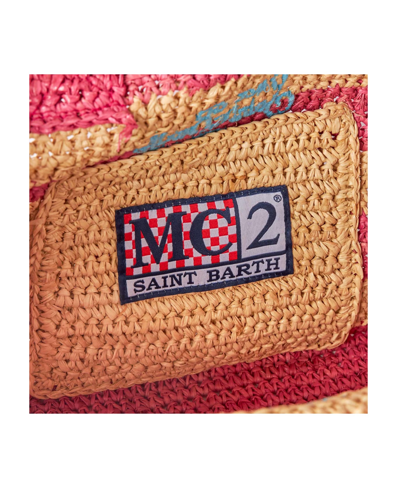 MC2 Saint Barth Colette Raffia Handbag With White And Pink Stripes - PINK