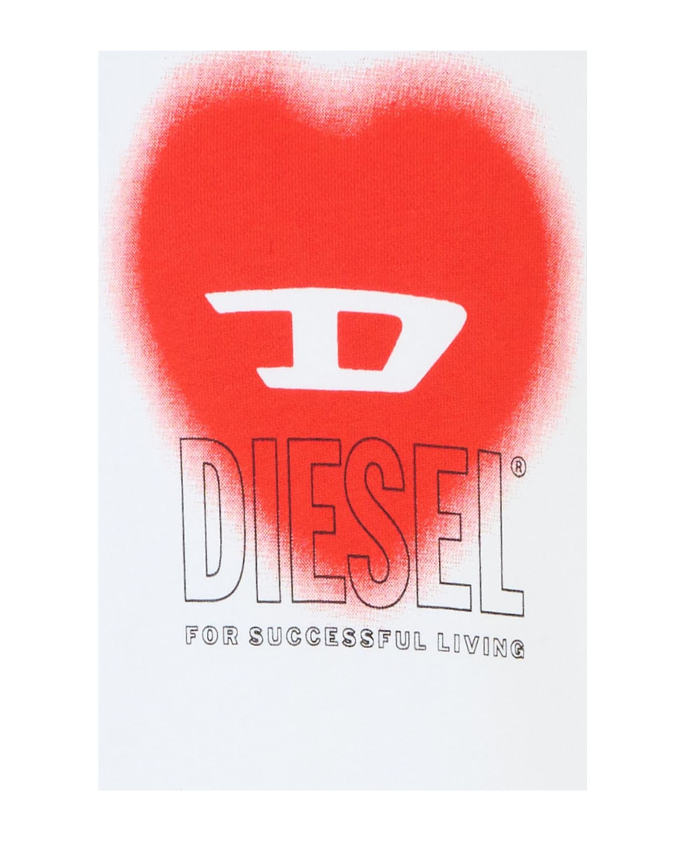 Diesel White Sweatshirt For Girl With Heart - White