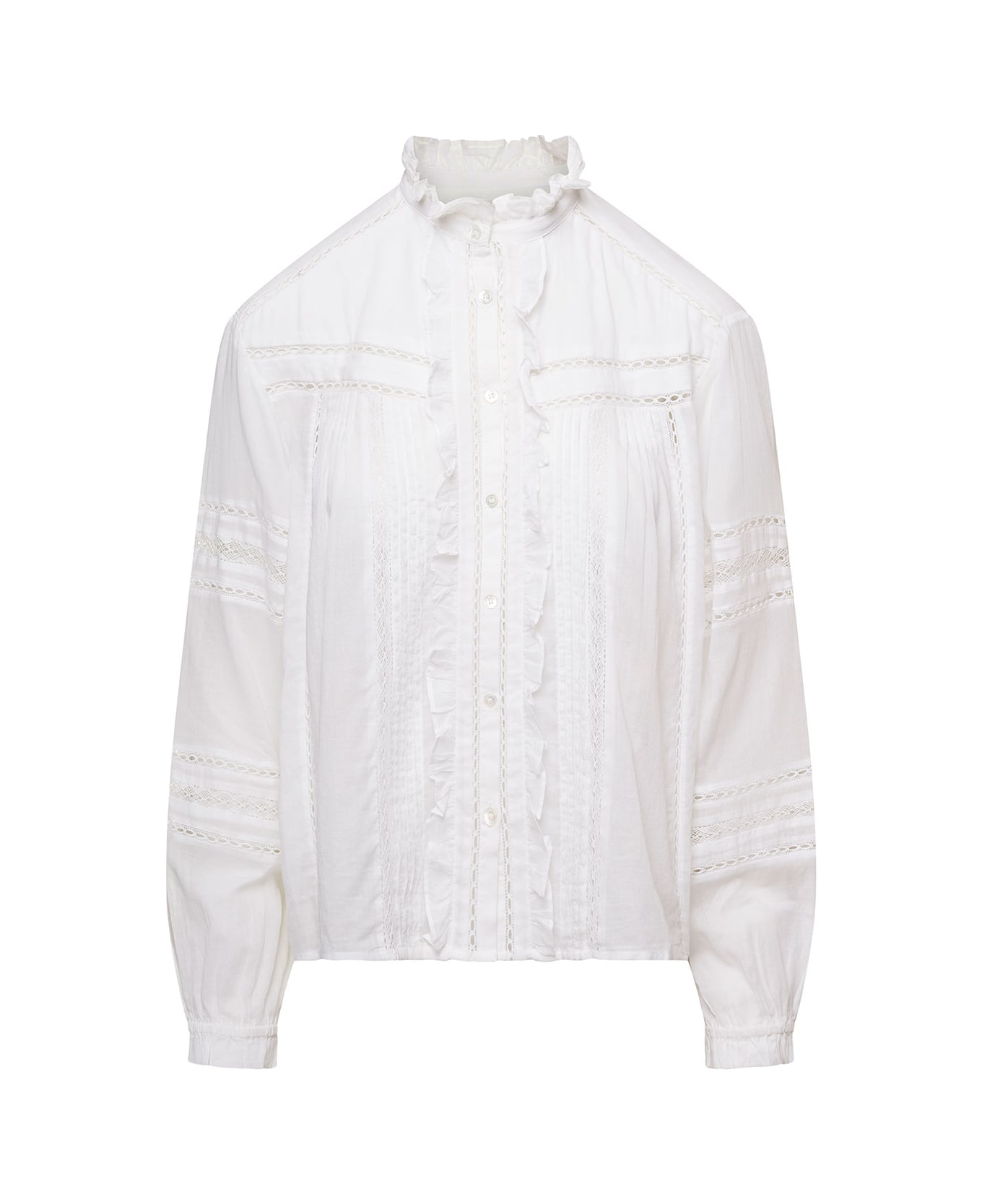 Isabel Marant Étoile White Semi-sheer Shirt With Mock Neck In Cotton Woman - White