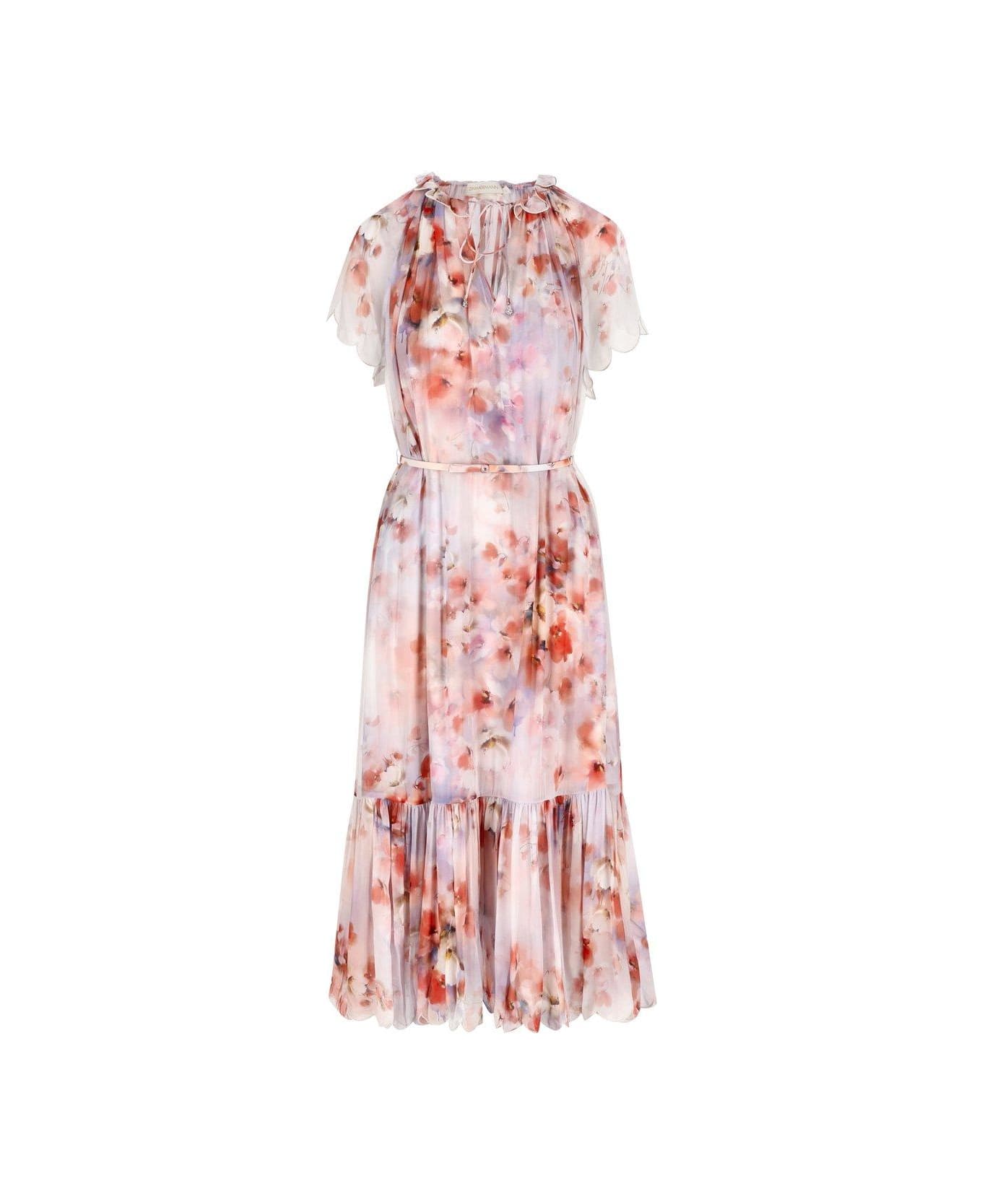 Zimmermann Crush Flutter Midi Dress - Pink