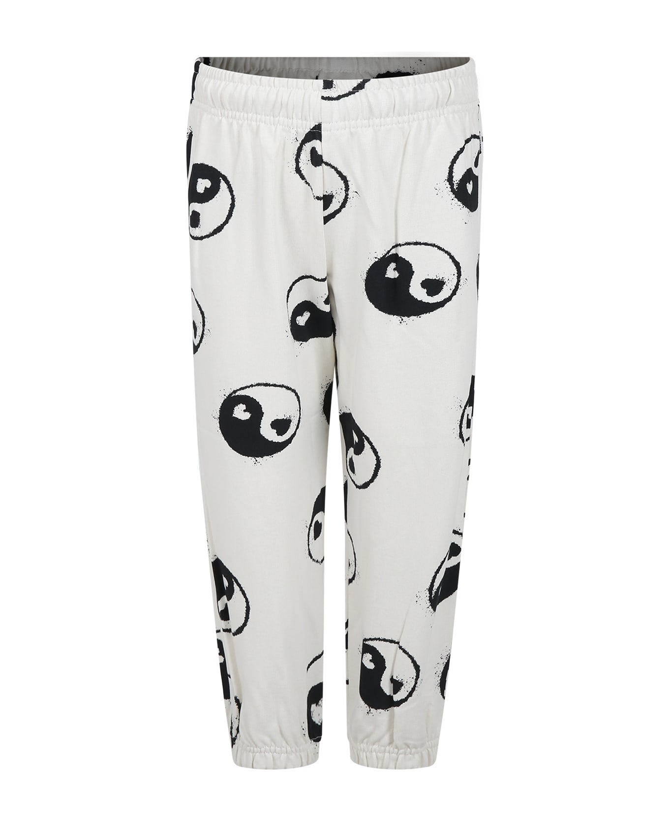 Molo White Trousers For Girl With Yin And Yang - White