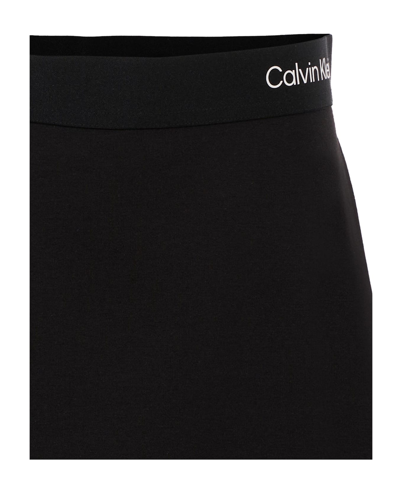 Calvin Klein Black Skirt For Girl With White Logo - Black