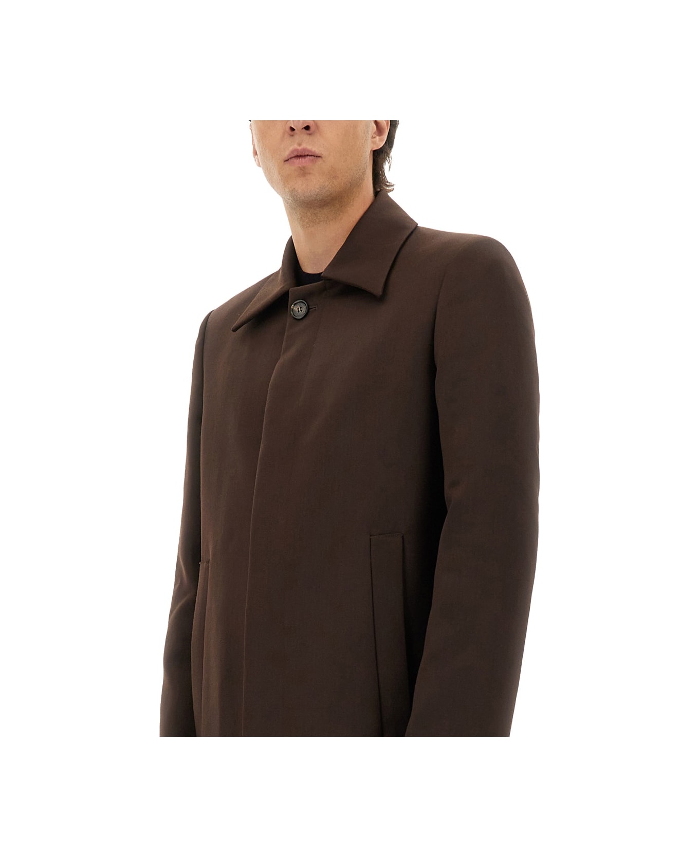 MM6 Maison Margiela Wool Blend Coat - BROWN