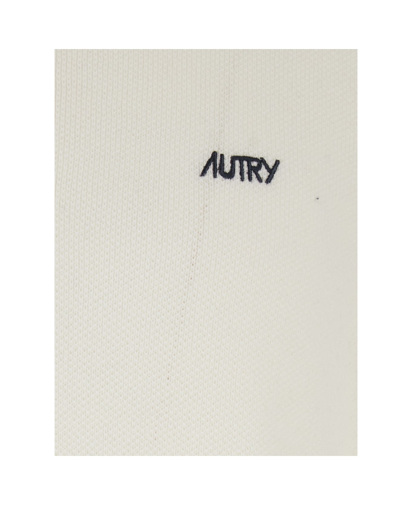 Autry White Long-sleeve Polo Shirt With Striped Collar And Logo Lettering Embroidery On The Front In Wool And Cotton Blend Man - White