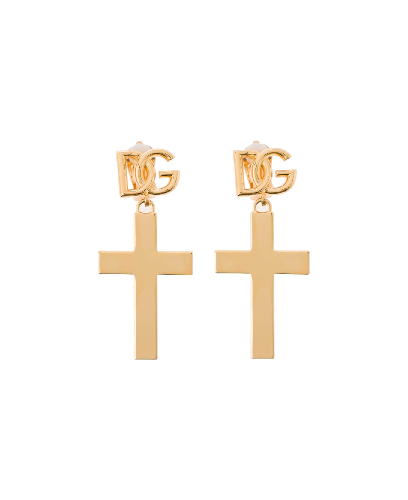 Dolce & Gabbana Cross Logo Earrings - Metallic
