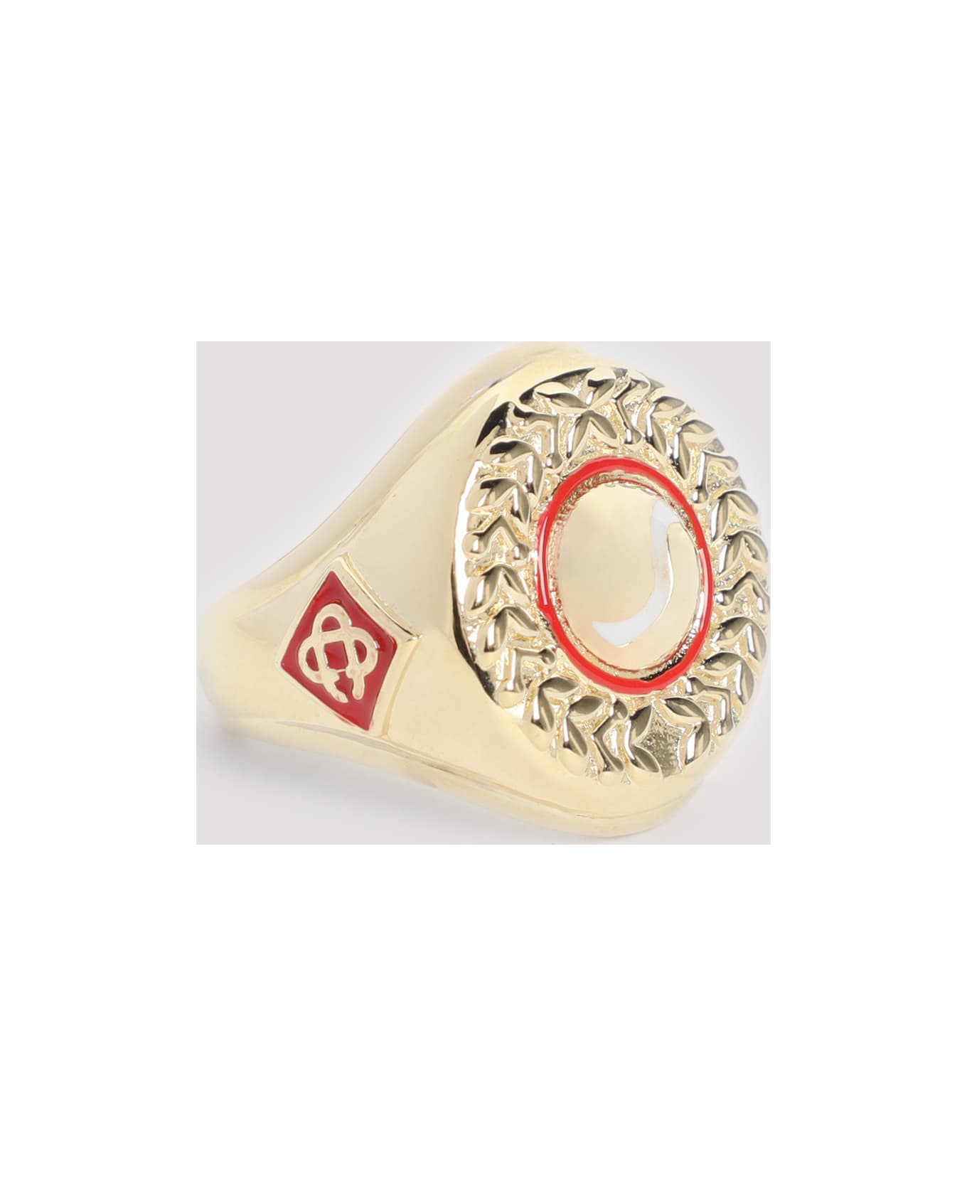 Casablanca Sports Medallion Ring - Gold Red