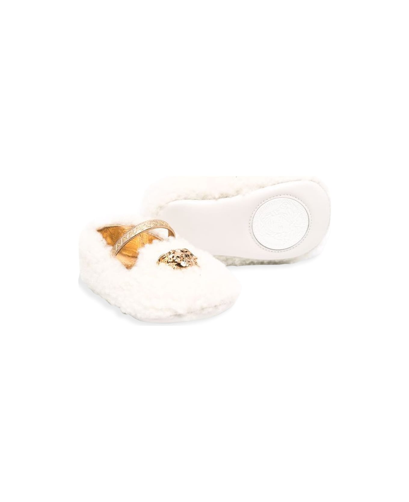 Versace Ballerine Medusa In Shearling - WHITE