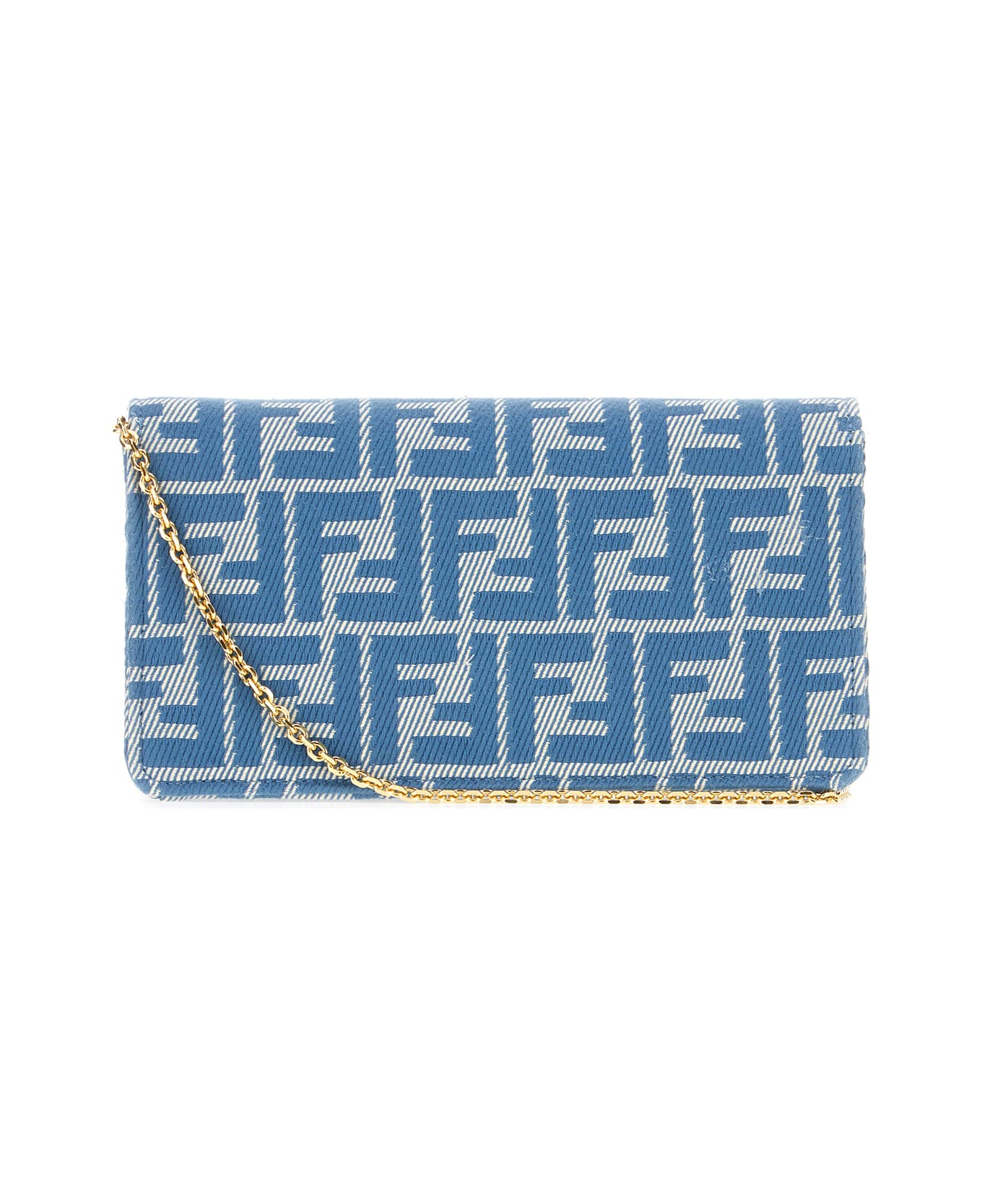 Fendi Embroidered Jacquard Baguette Wallet - DENIM