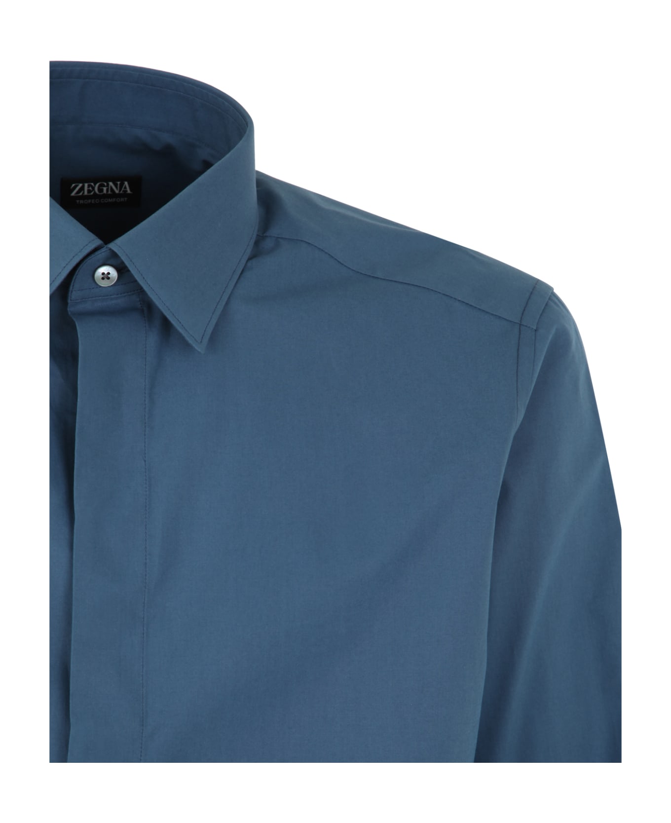 Ermenegildo Zegna Trofeo Comfort Fitted Long Sleeves Shirt - Teal Blue