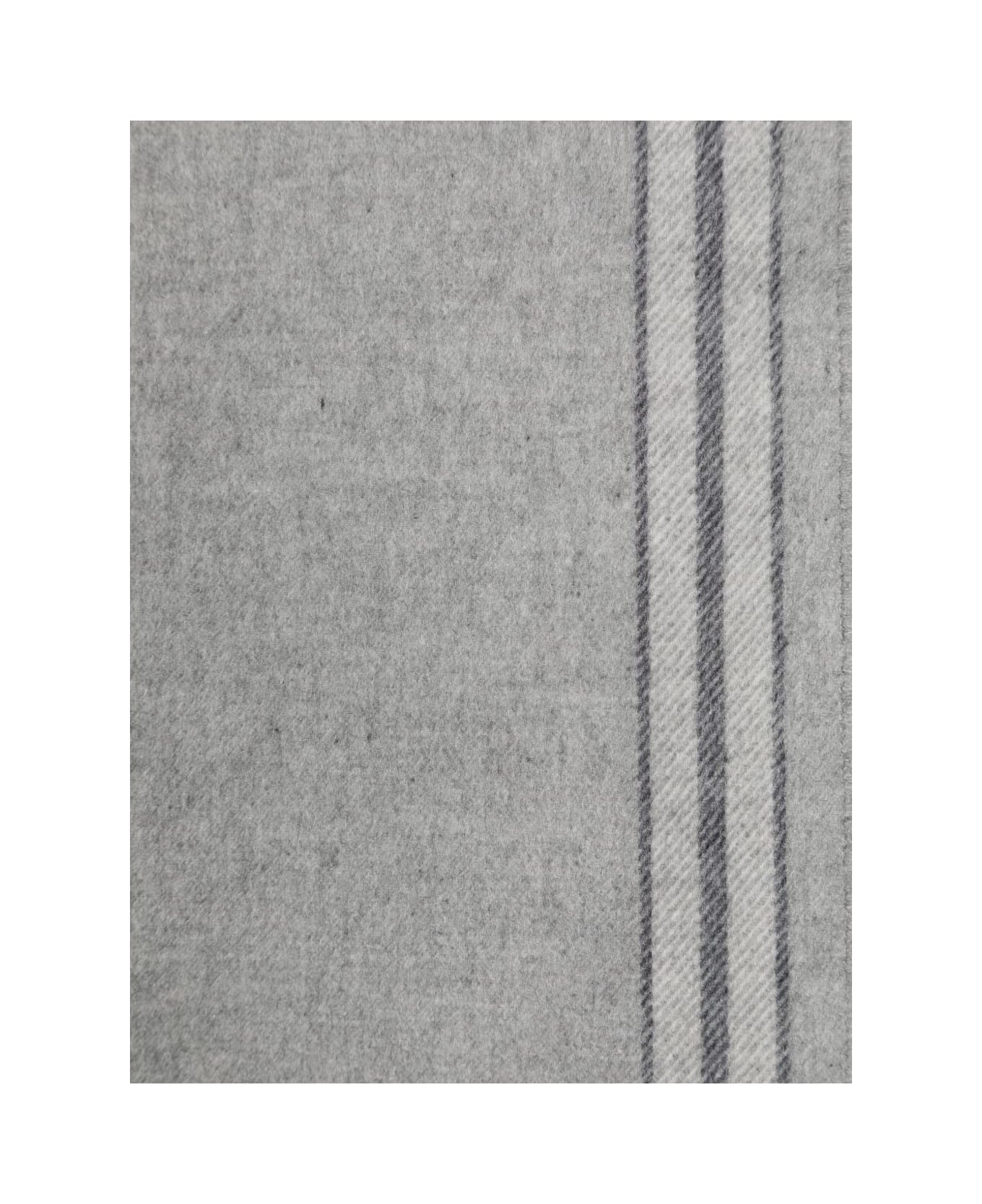 Brunello Cucinelli Scarf With Striped Detail - Grey