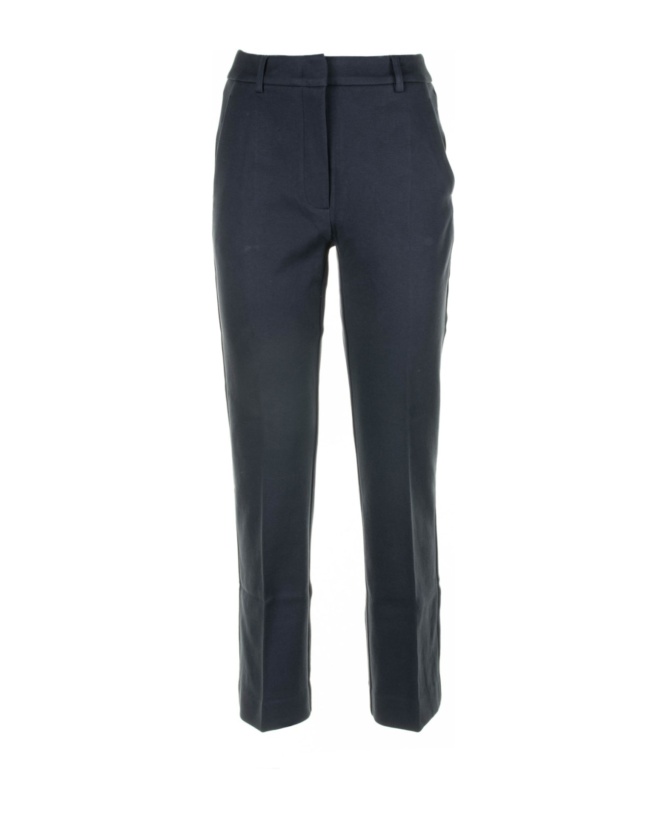 Weekend Max Mara Navy Blue Cotton Trousers - NAVY