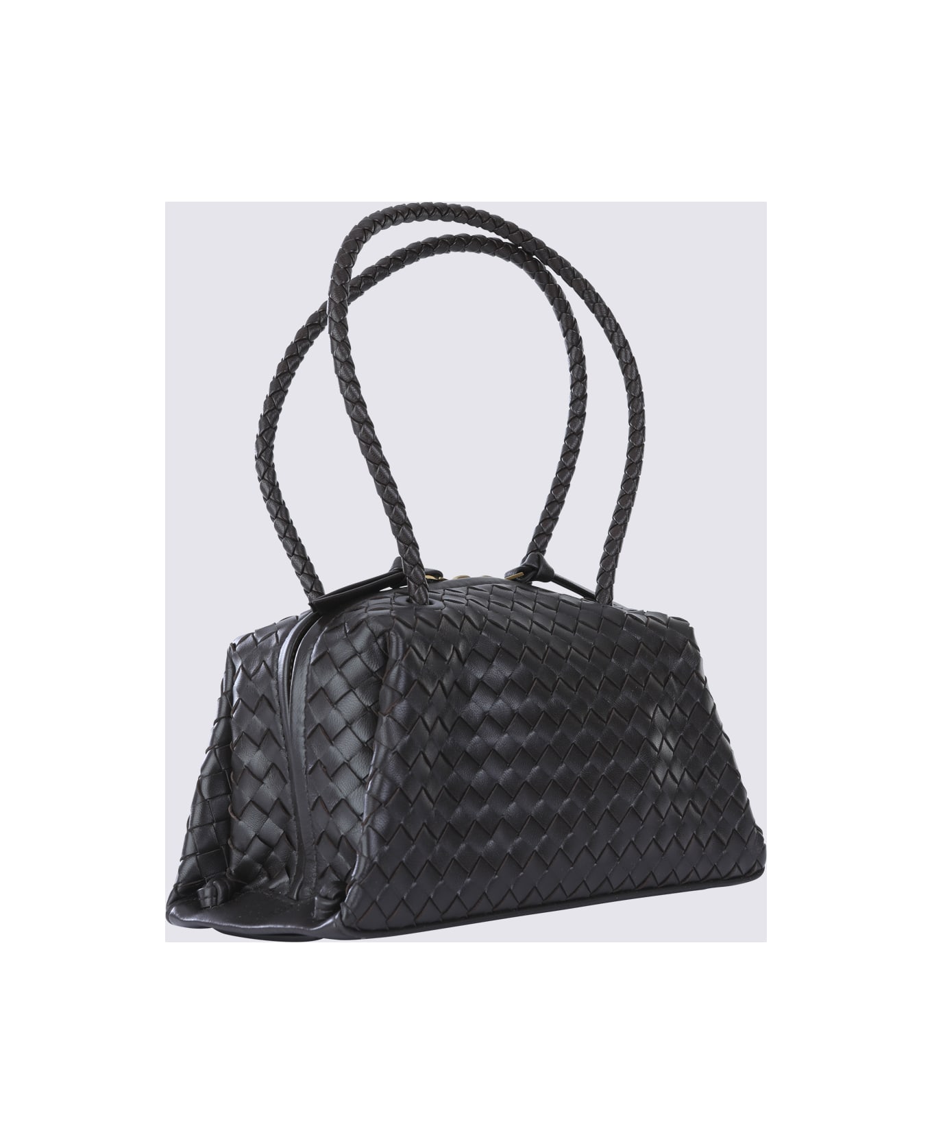 Bottega Veneta Black Leather Tokyo Pouch - FONDANT-GOLD