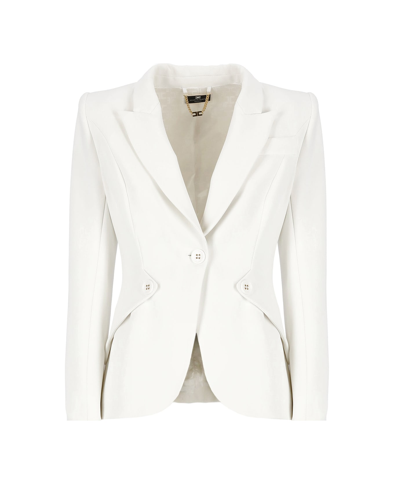 Elisabetta Franchi Single-breasted One Button Jacket - White